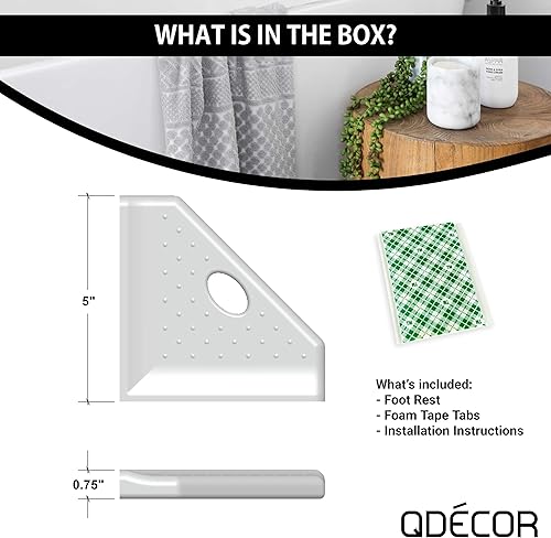 Miniatura 5 de Questech Décor - Reposapiés de ducha de 5 pulgadas, estante de afeitado de ducha esquinero montado en la pared, organizador de ducha reacondicionado