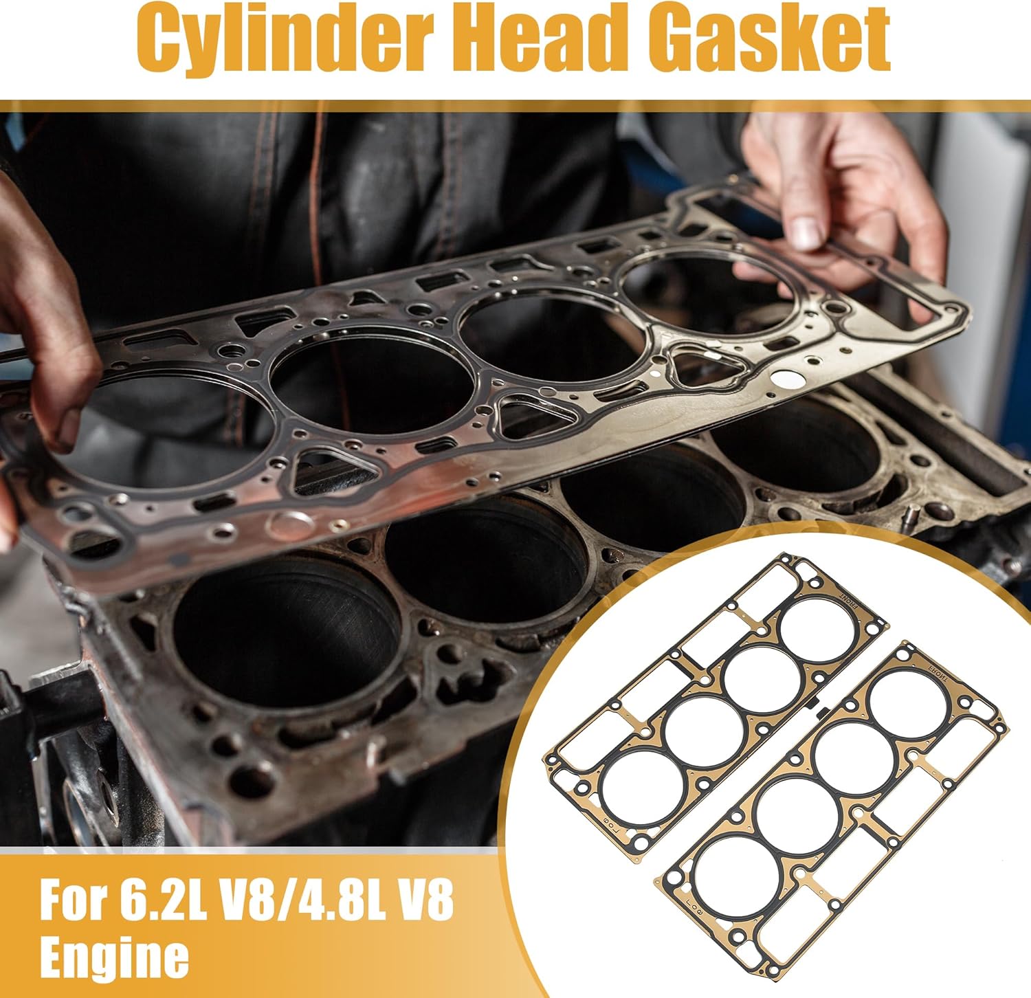 X AUTOHAUX 2Pcs Engine Cylinder Head Gasket for Cadillac CTS 2006-2007 for Hummer H2 2003-2007 Gasket Cylinder Head for Engine 6.0L, 6.2L, 7.0L. 8 CYLINDER Replace 12569365 12575392