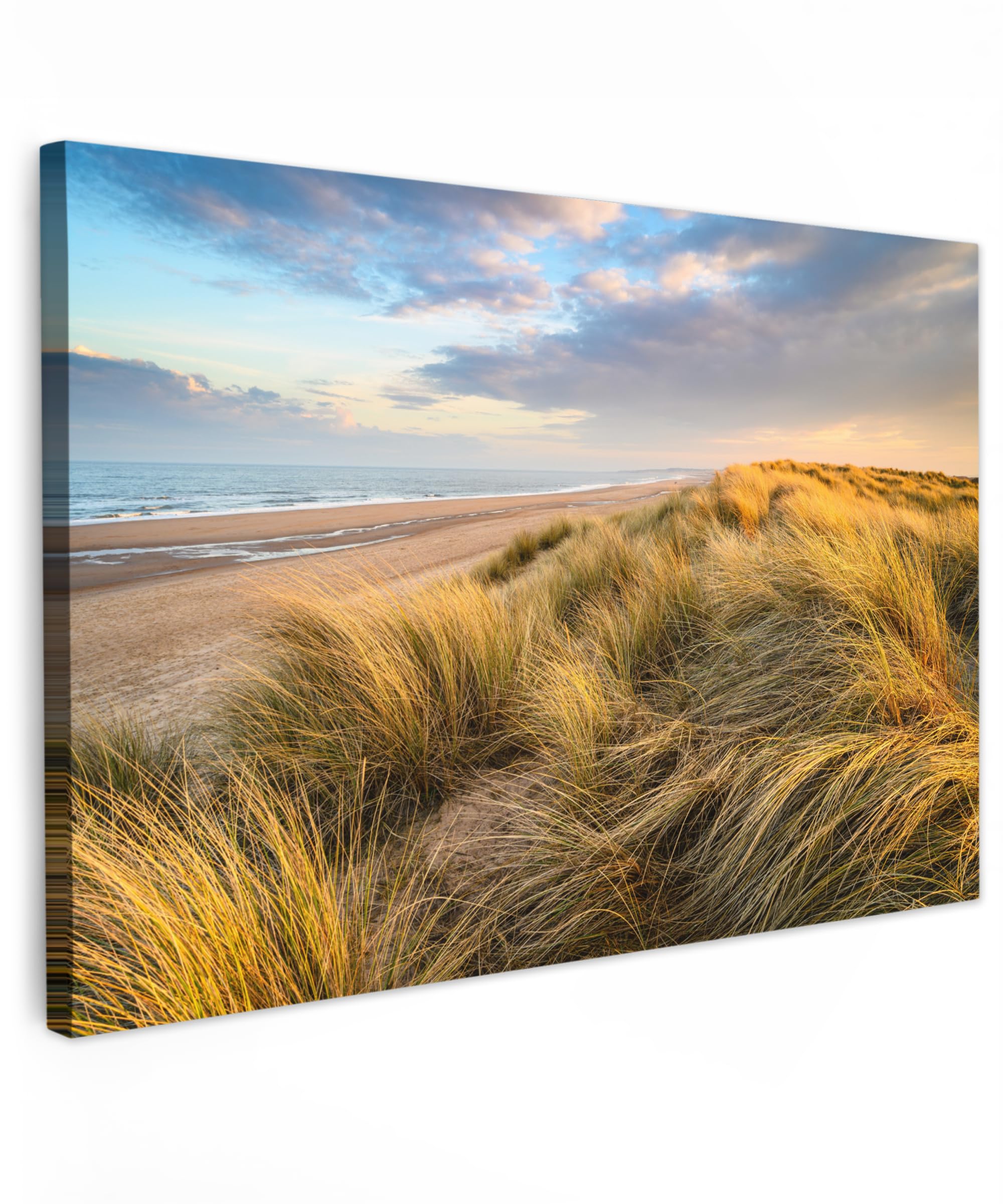 MuchoWow© Leinwand 60x40 cm Deko Schlafzimmer Aesthetic Leinwandbilder Wohnzimmer Gemälde Foto Geschenk Living Room Decoration Gras - Dünen - Strand - Sommer