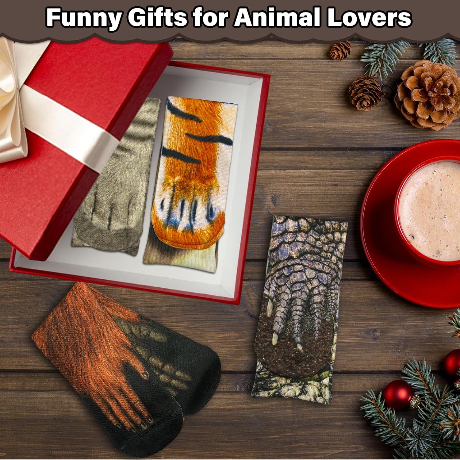 Mczan Funny Animal Paw Socks Crazy Novelty Animals Claw Socks Christmas Stocking Stuffers for Men Women