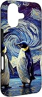 Vista 3 de Starry Night Famous Painting Style Penguins Case para iPhone 17