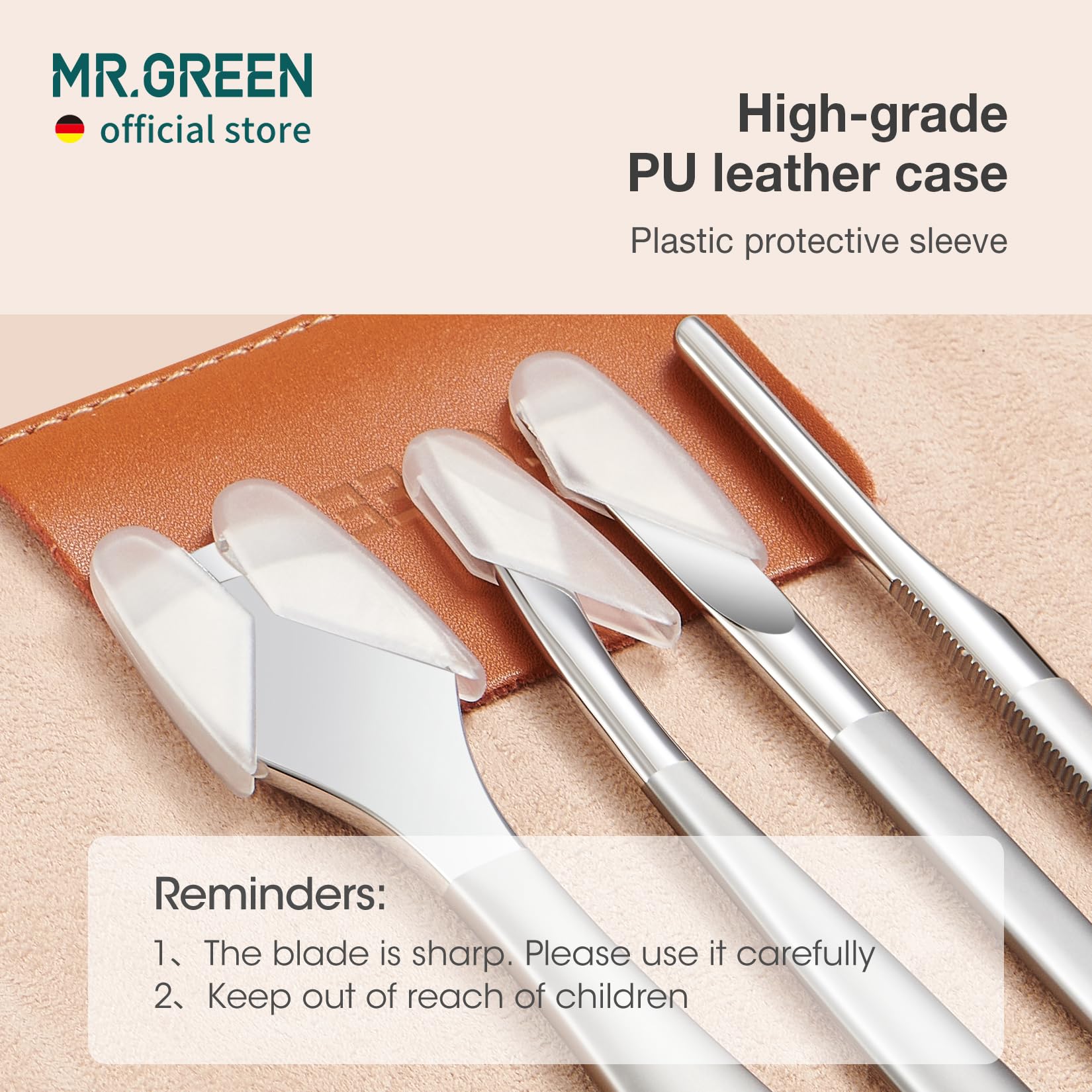 MR.GREEN Pediküre-Messer-Set, professionelle Nagelknipser für eingewachsene Zehennägel, Fußpflege-Werkzeuge, Edelstahl, Nagelhautzange, Entferner-Set (7-teiliges Set enthält Nagelknipser)