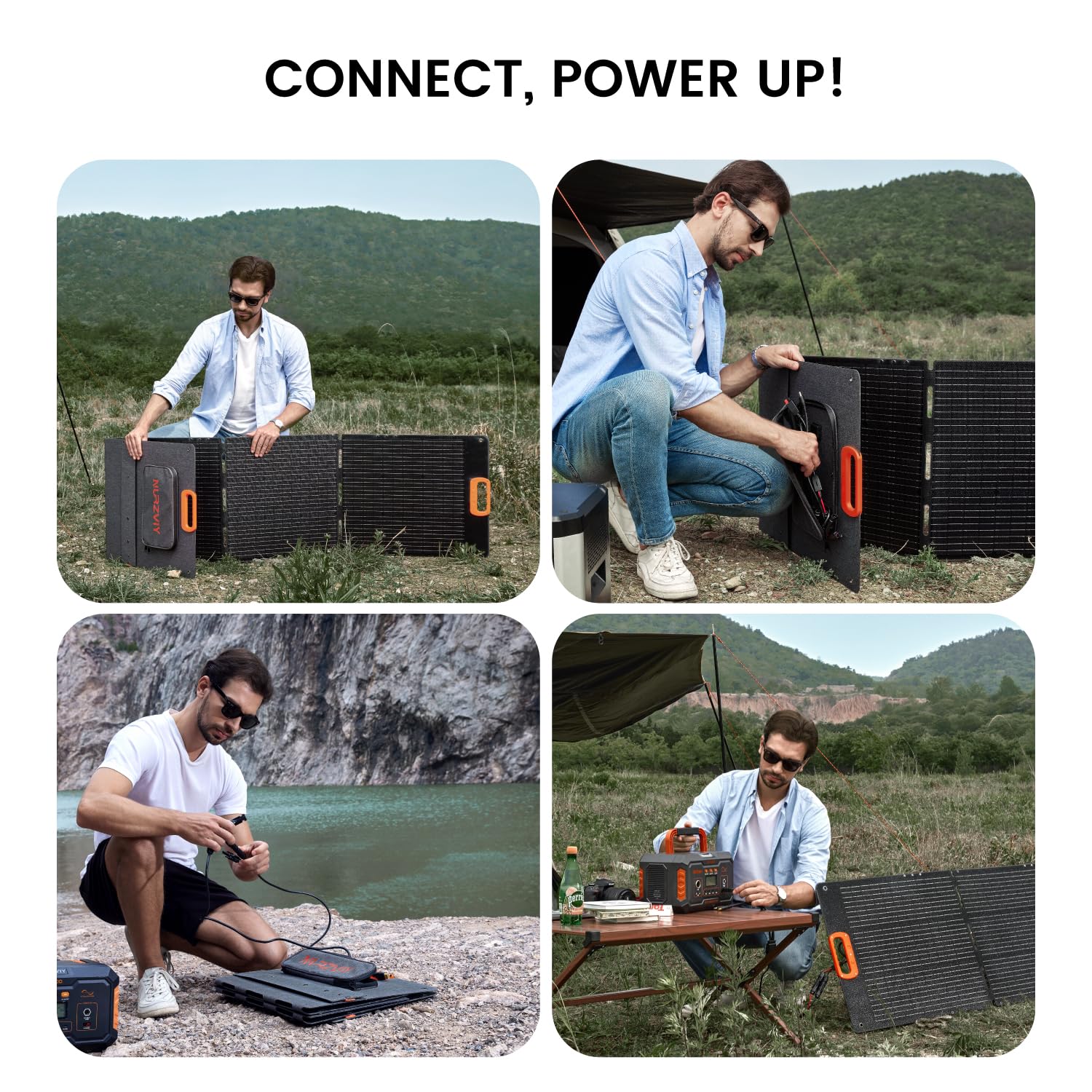SolarEpoch Przenośny panel słoneczny 200 W do elektrowni Discover 600/1000/1500/2000, wodoodporna składana ładowarka solarna do kampera, na kemping, poza siecią