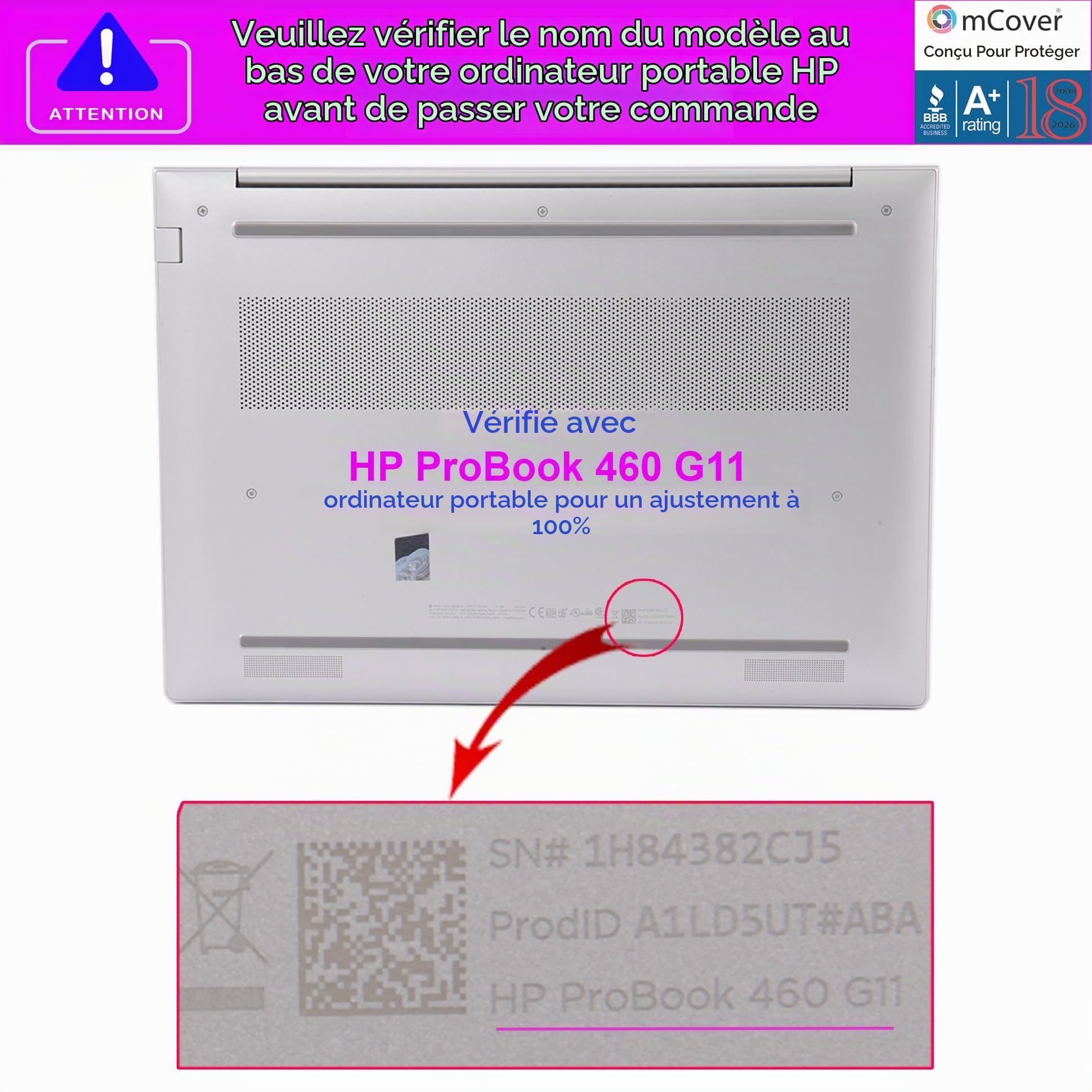 mCover Étui uniquement compatible avec HP ProBook 460 | 465 G11 et EliteBook 860 | 865 G9 G10 G11 Series Windows 2022 ~ 2025 16" (pas pour d'autres modèles HP) - Rouge