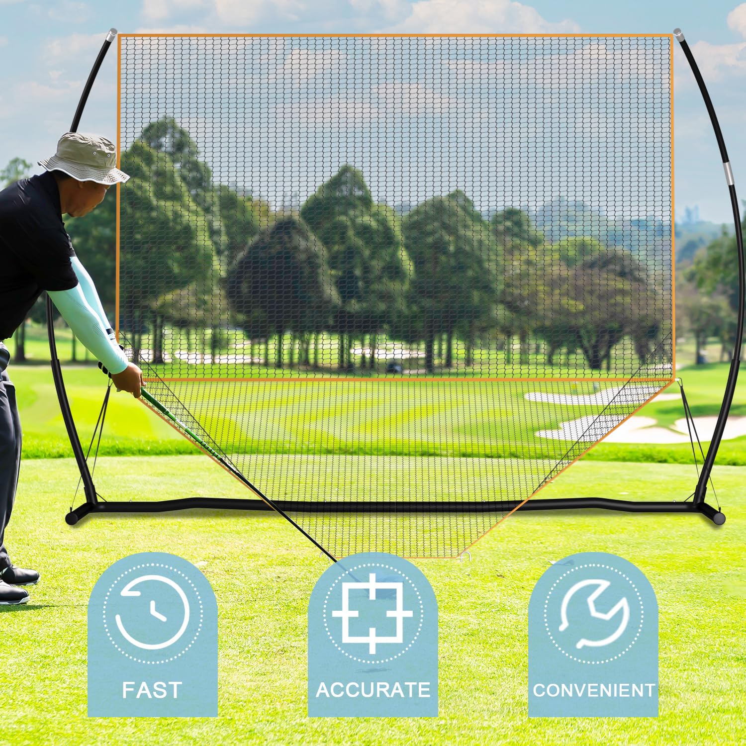 MR Red de Retorno de Pelota de Golf de 10 x 7.5 pies, Red de conducción de Golf, Red de Retorno automático de práctica de Golf, Red de práctica de Golf, Redes de Golf para astillado de conducción en