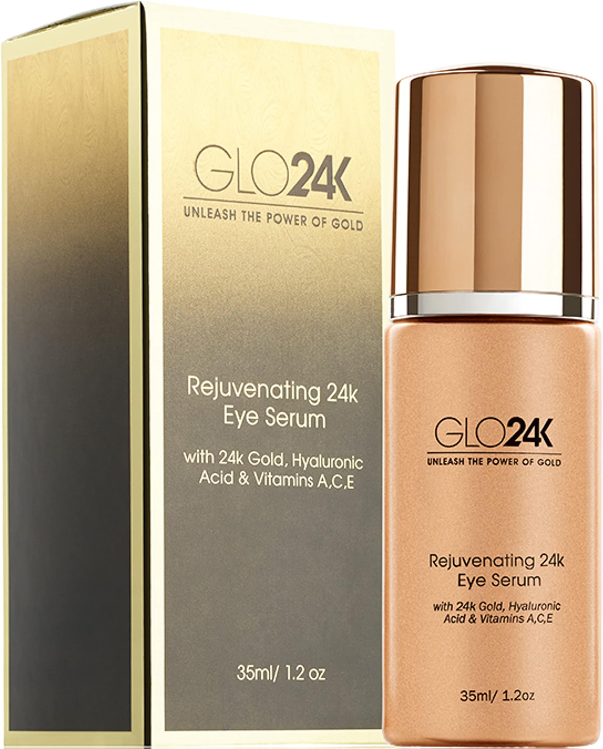 GLO24K UNLEASH THE POWER OF GOLD Eye Serum with 24k Anti-Aging Formula with Vitamins and Hyaluronic Acid