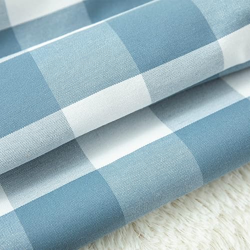 Miniatura 7 de VOGOL Juego de 2 fundas de almohada decorativas de cuadros azules y blancos, 18 x 18 pulgadas, con aspecto de lino, fundas de cojín cuadradas para