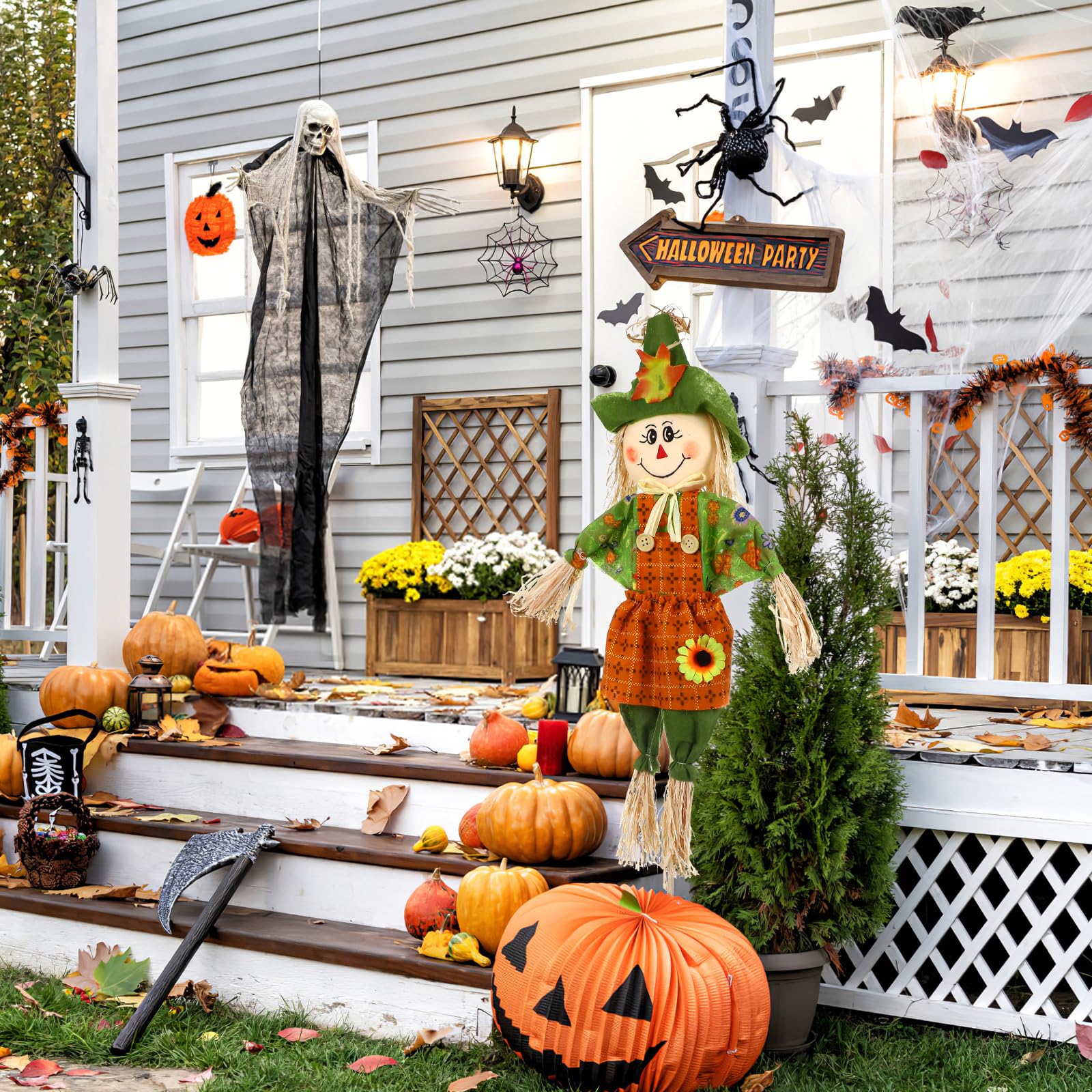 GANAZONO Cosecha Espantapájaros, decoración para repeler pájaros, muñeca de, Figura Decorativa de jardín, Colgante para otoño, decoración de Halloween, Acción de Gracias, hogar jardín