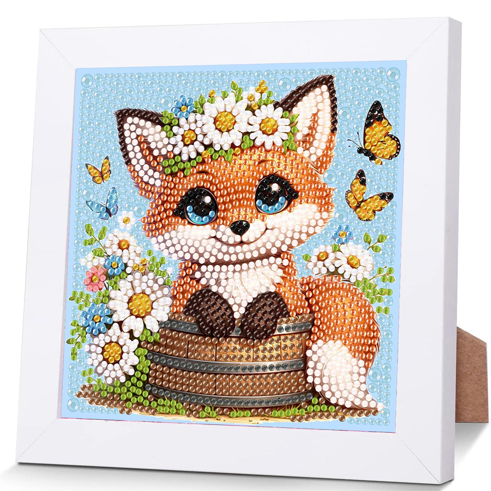 Viart Fox Diamond Art for Kids with Frame-Fox Diamond Painting for Kids Animal Small Diamond Art Kits