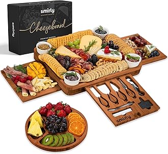 Charcuterie Boards Set - Large Bamboo Cheese Board Set - House Warming Gifts New Home, Wedding Gift for Couple, Bridal Shower Gift, Birthday Gifts for Women