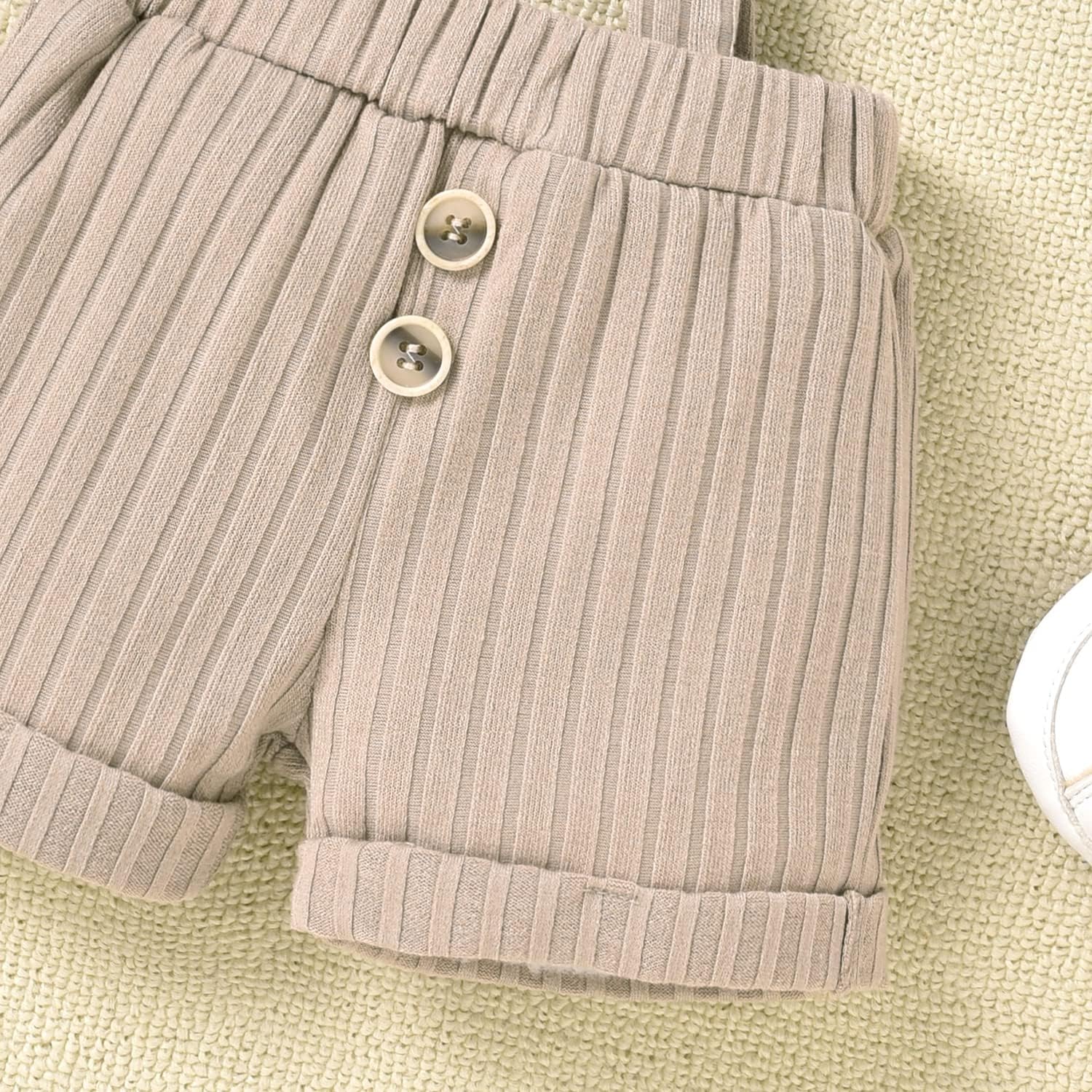 Unutiylo Baby Boy Outfits 0-12 Months Short Sleeve Romper Suspenders Pants Spring Summer clothes - Image 5