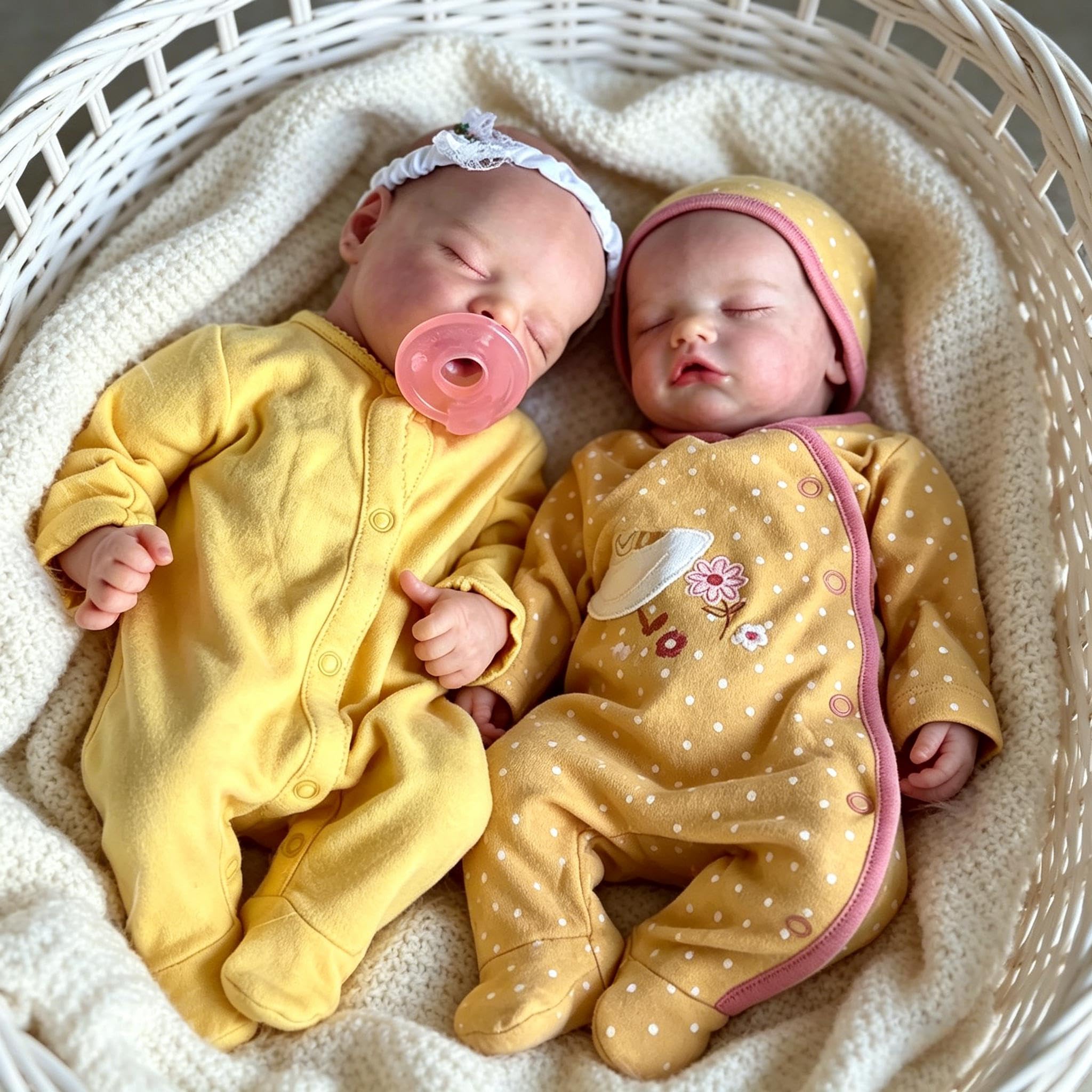 RXDOLL Reborn Baby Dolls winylowe bliźniaczki na całe ciało, 45 cm, realistyczna lalka bobas, bliźniaczki, wodoodporne, w pełni silikonowe lalki niemowlęce, wyglądające realistycznie, dla niemowląt
