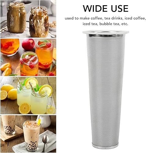 Miniatura 2 de Fdit Filtro de café frío con goma blanca, infusor de café de acero inoxidable de malla fina para té y frutas, cafetera helada (3.1 x 8.3 in)