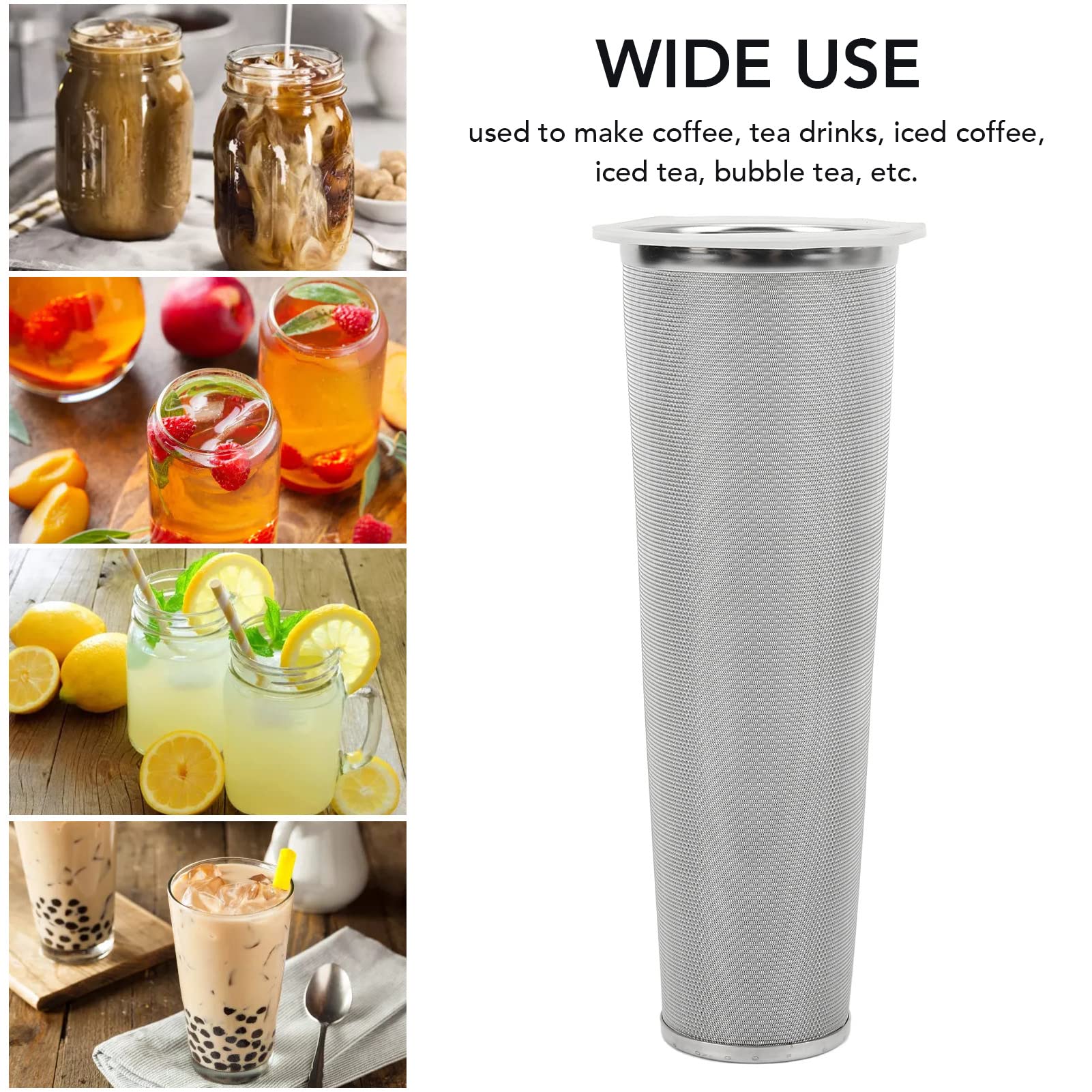 Filtro per caffè Freddo, Infusore per tè e caffè con Filtro in Acciaio Inossidabile con Cerchio in Gomma Bianca Infusore per caffè Infusore Filtro per caffè Barattolo per Inscatolamento(2#)