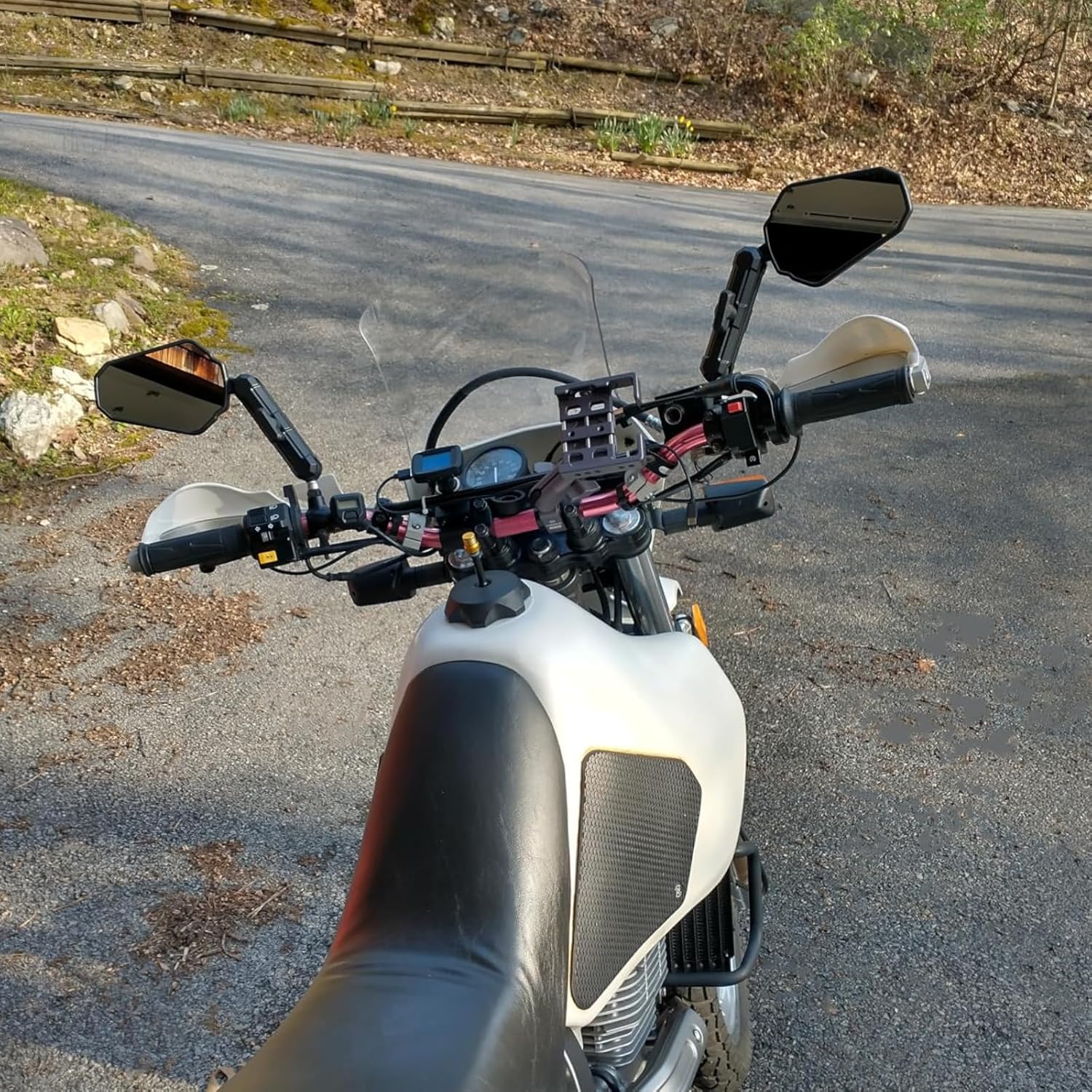 Adventure Bike Mirrors 8MM 10MM Motorcycle Rear View Side Mirrors Adjustable With 7/8" Handlebar Mount Compatible with KTM Honda Kawasaki KLR Yamaha XT Suzuki DR Moped ATV Dirt Bike ADV