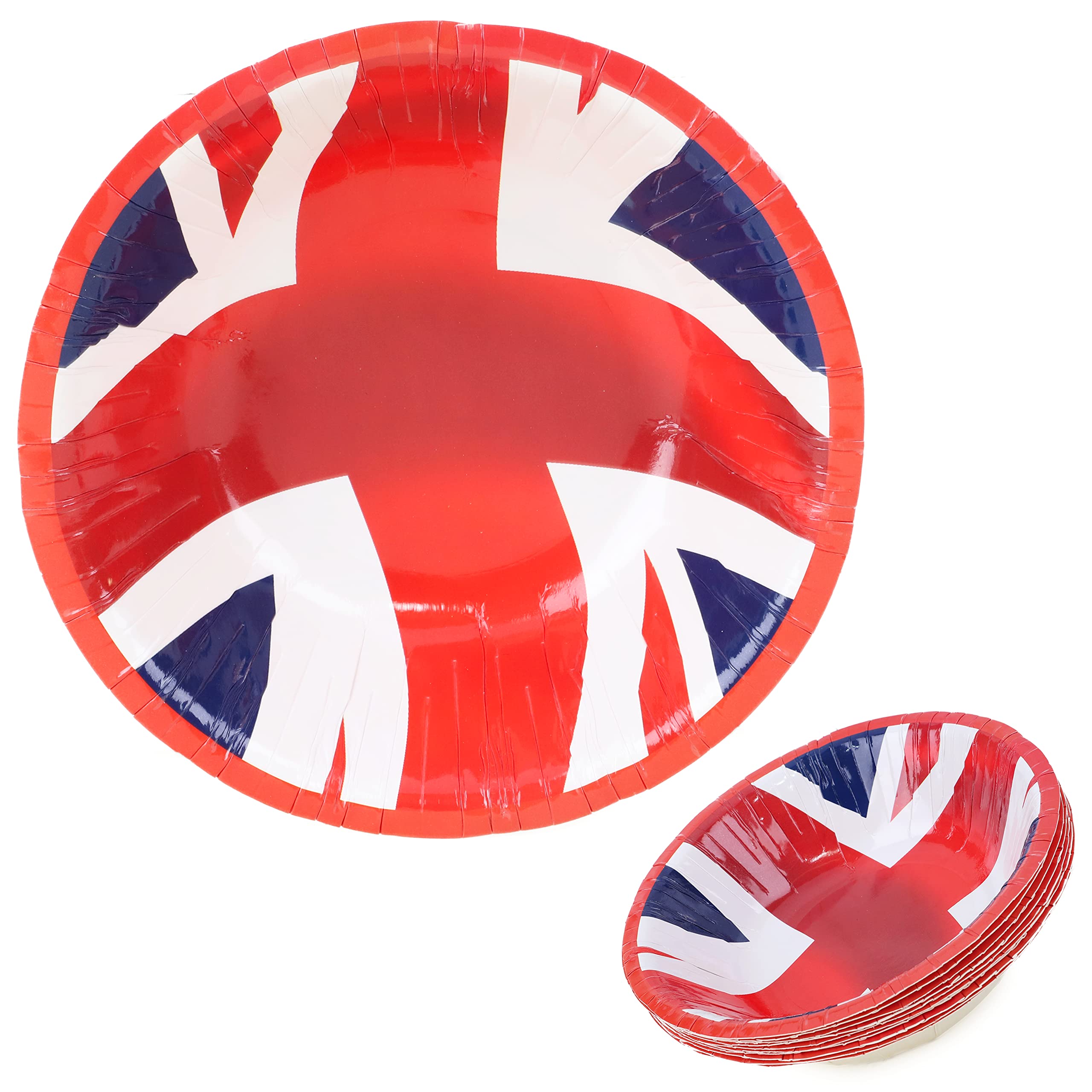 Toyland Red, White, Blue Toyland® Pack Of 10 - Disposable Union Jack Paper Bowls - British Decorations