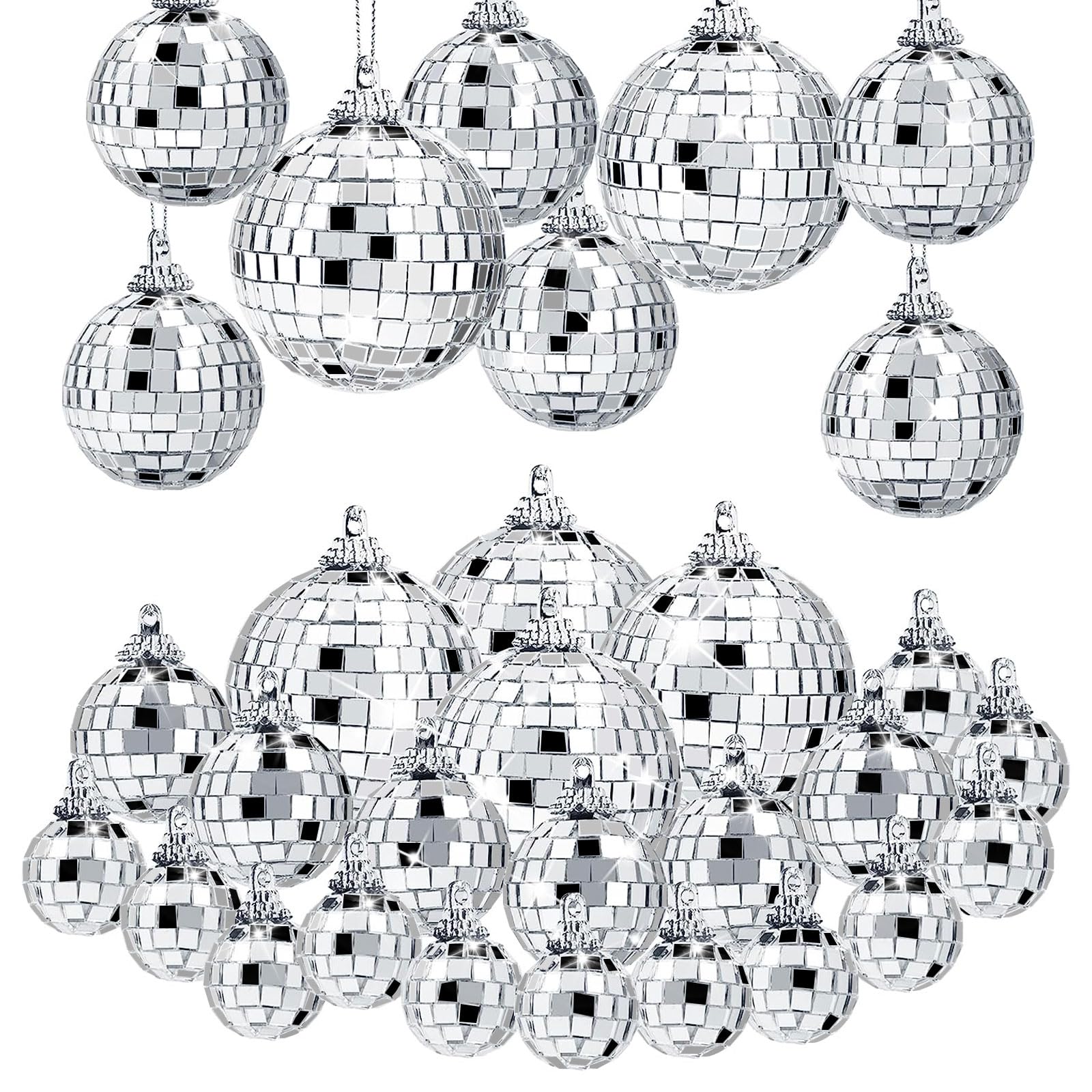 7” Hanging Mirror Ball Classic Silver Disco Ball Mirror Tiles