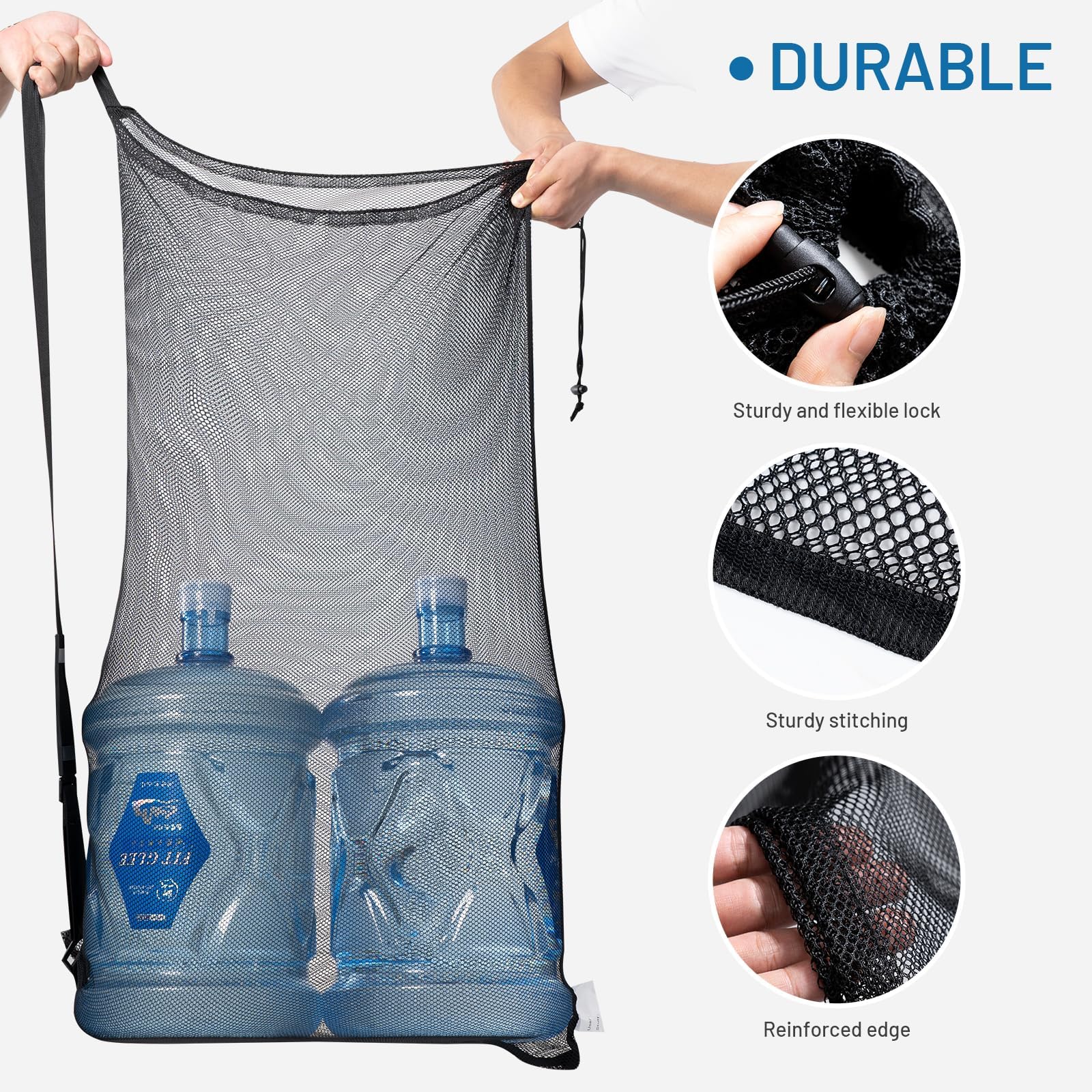 DoGeek Sac à Ballons de Foot, Grand Capacité Sac de Ballon en Filet avec Cordon de Serrage et Bandoulière Antidérapante,pour Le Basket-Ball, Le Rugby et Le Volley-Ball