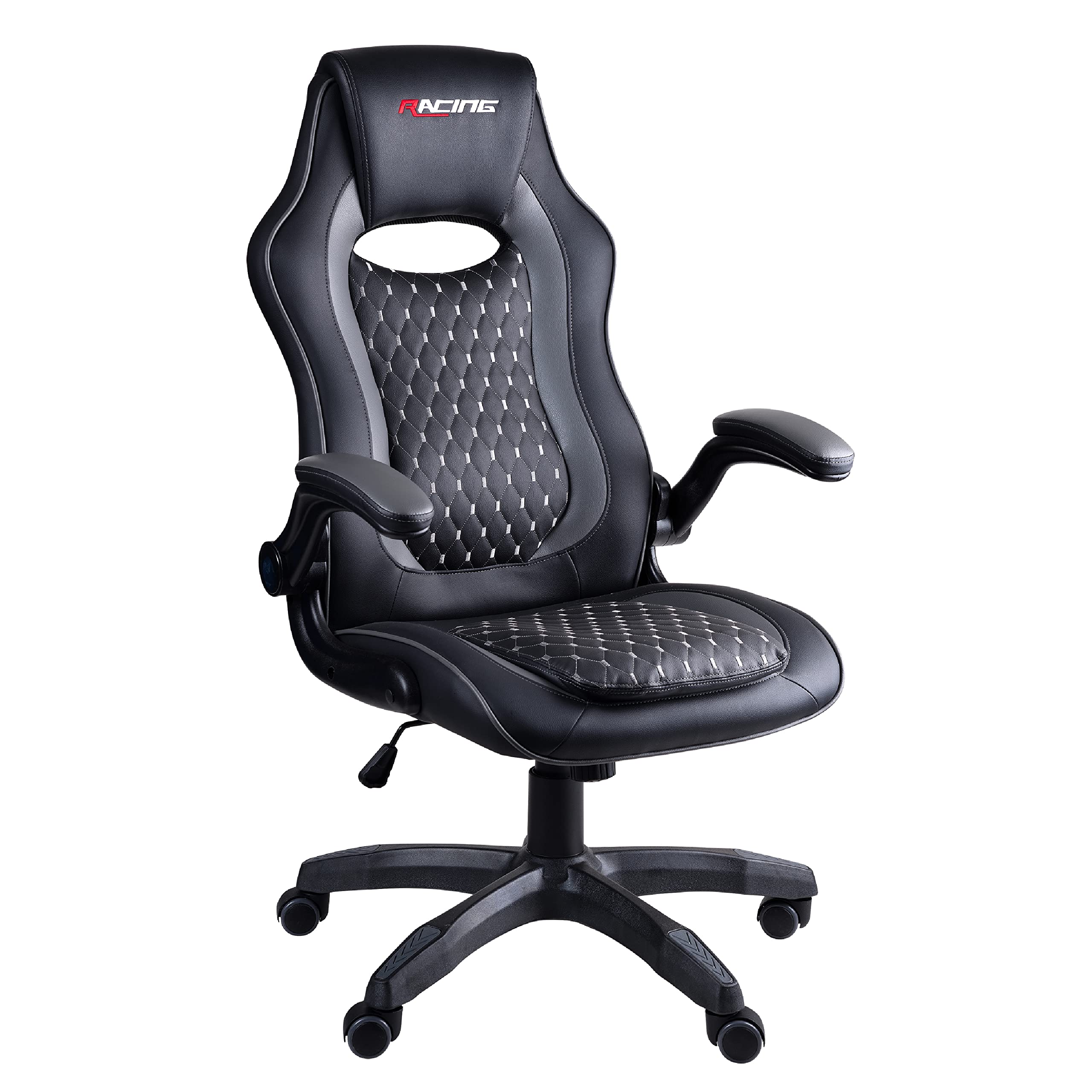 Chaise gaming et de bureau ergonomique en similicuir noir et gris