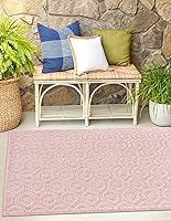 Vista 15 de Unique Loom Outdoor Trellis Textured Collection - Alfombra espacial (2 x 3 pies, rectangular, aguamarina y marfil)