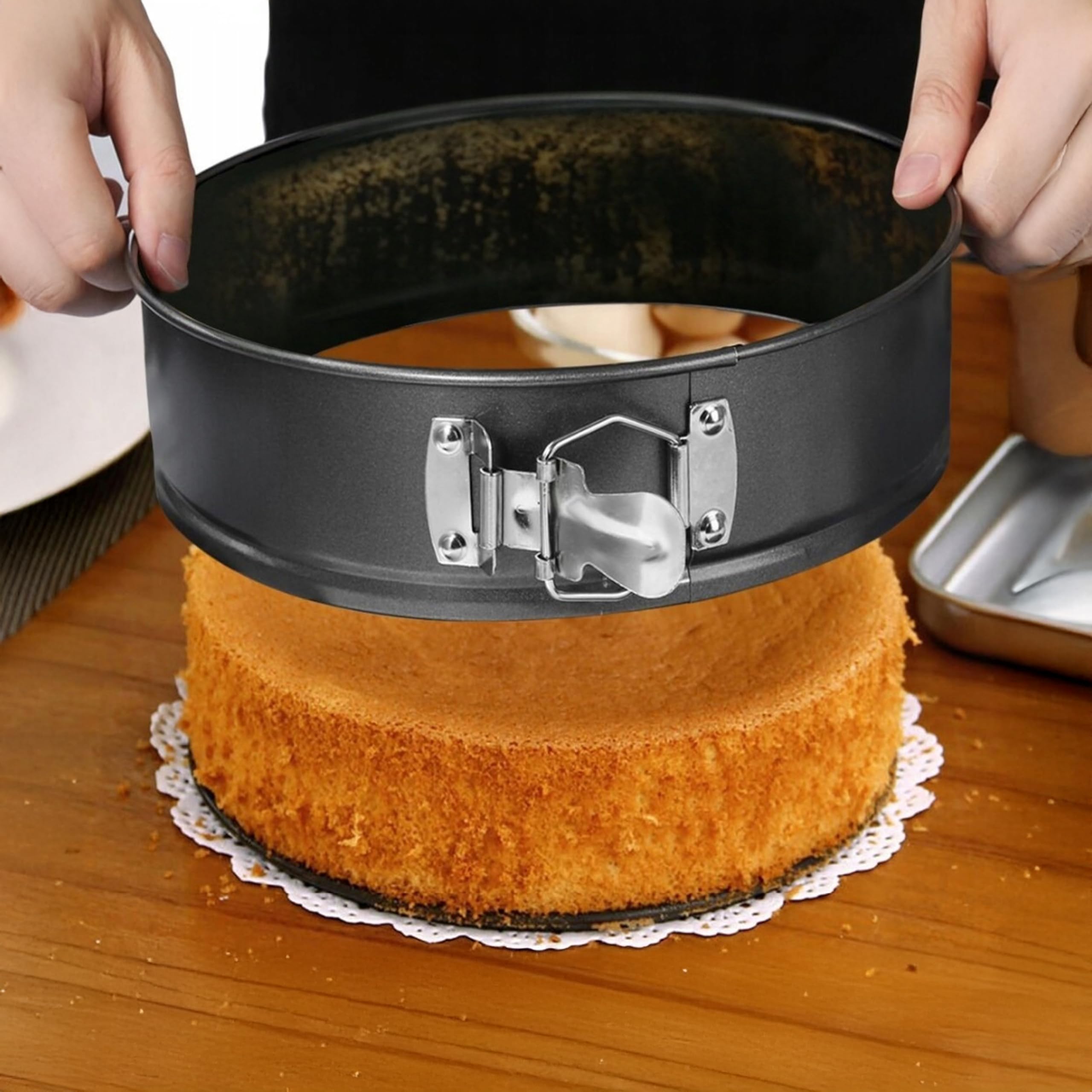 Set di 3 stampi per dolci rotondi da 24/26/28 cm con rivestimento antiaderente – teglia in acciaio per torte a più piani