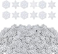 Vista 1 de 300 piezas de rebanadas de madera de copo de nieve, adornos de copos de nieve blancos de Navidad, adornos de copo de nieve, recortes de madera