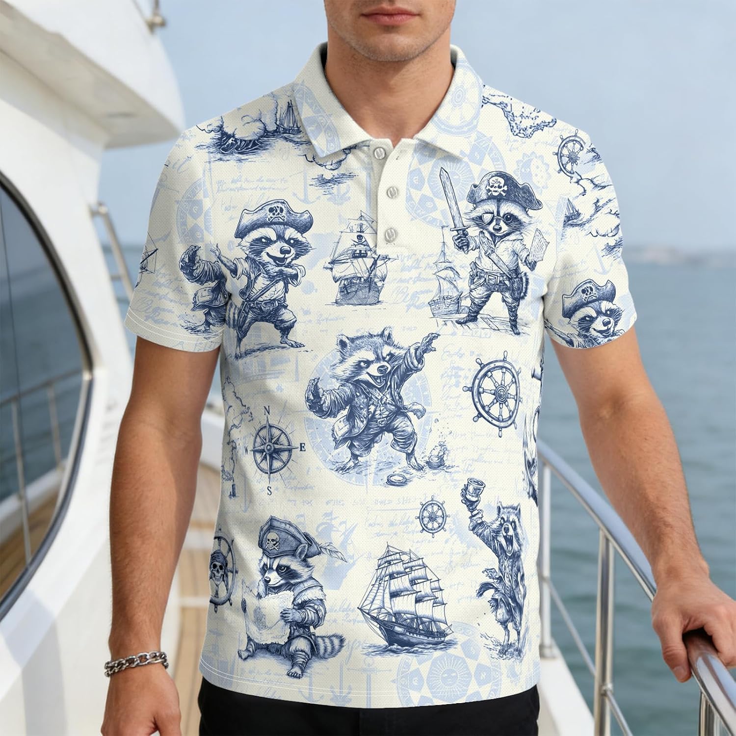 DFZ Funny Golf Shirt for Men Polo Collar Shirts Novelty Print Short Sleeve Fashion Casual Moisture Wicking Quick Dry Tops
