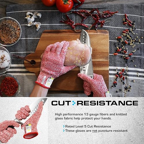 Vista 23 de Glove Station Ultra Durable Series Cut Resistant Gloves - Cutting Gloves for Chefs, BBQ and Cooking - Level 5 Protection Gris granito