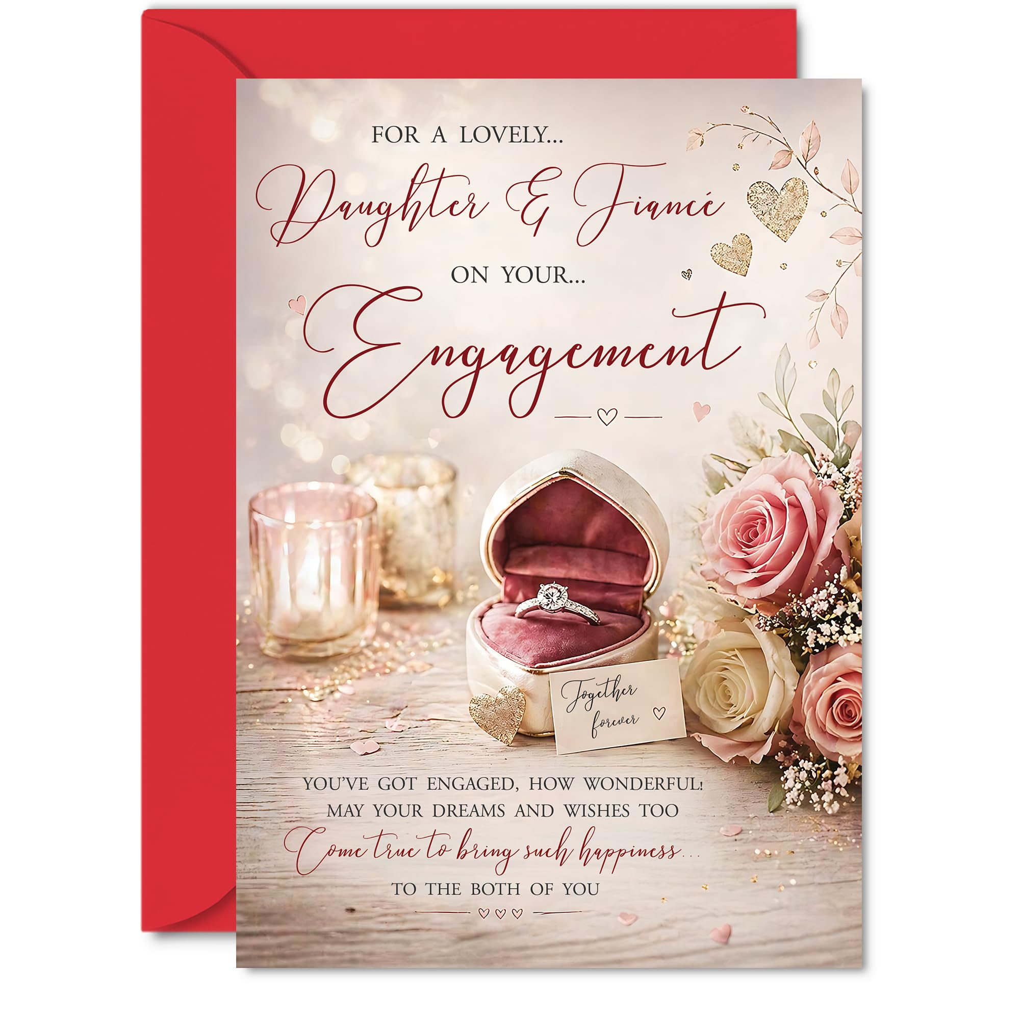 Heartfelt Engagement Card for Daughter & Fiance, Bursting with Joy
