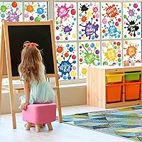 Vista 3 de Whaline 9 hojas de frases inspiradoras para el regreso a clases, calcomanías de ventana de salpicaduras de tinta colorida, calcomanías de ventana