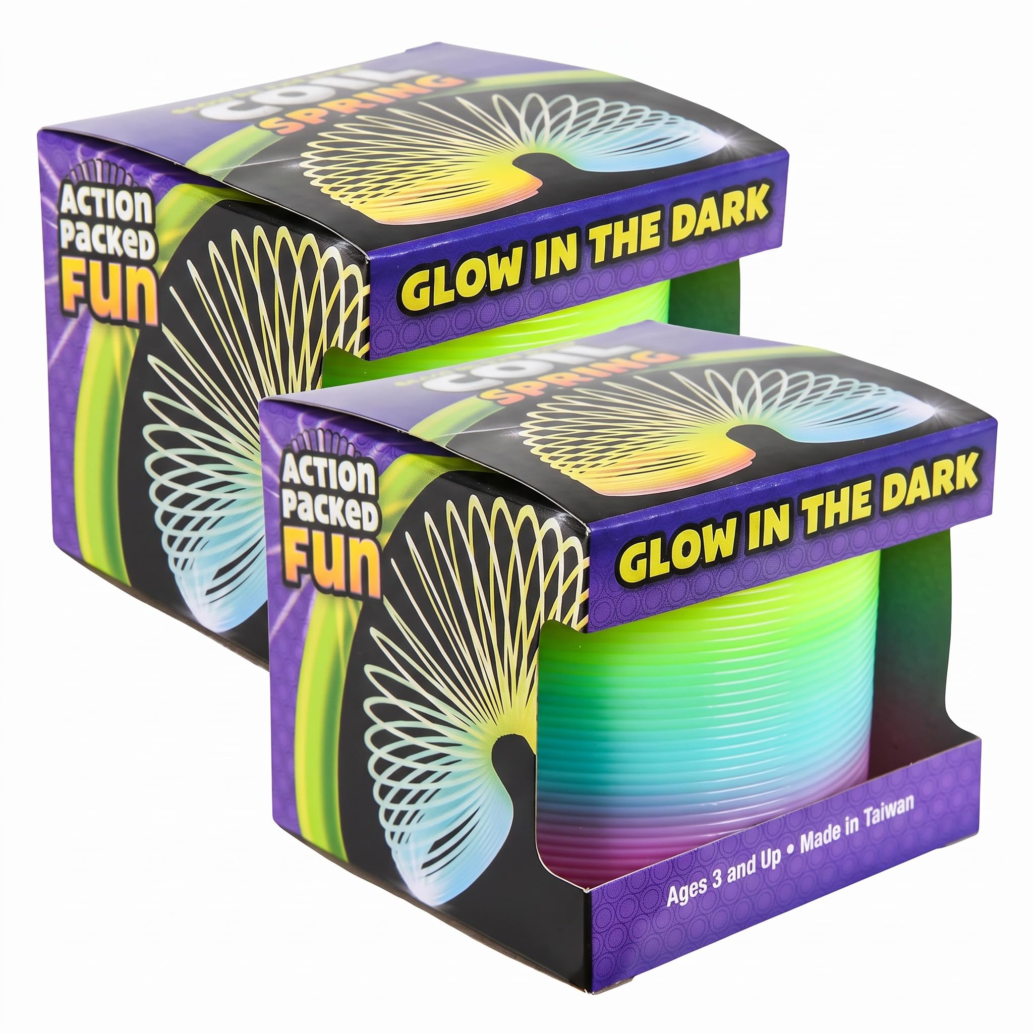 Rhode Island Novelty 3 Inch Glow-in-The-Dark Coil Spring, One per Order (Pack of 2)