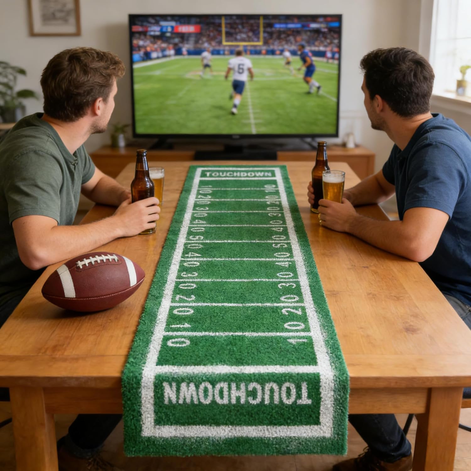 American Football Table Runner Artificial Grass Decoration 16 x 71 Inch Grass Touchdown Game Days Table Centerpieces Decor for Football Party Favors Home Dinning Decor(16*71in)