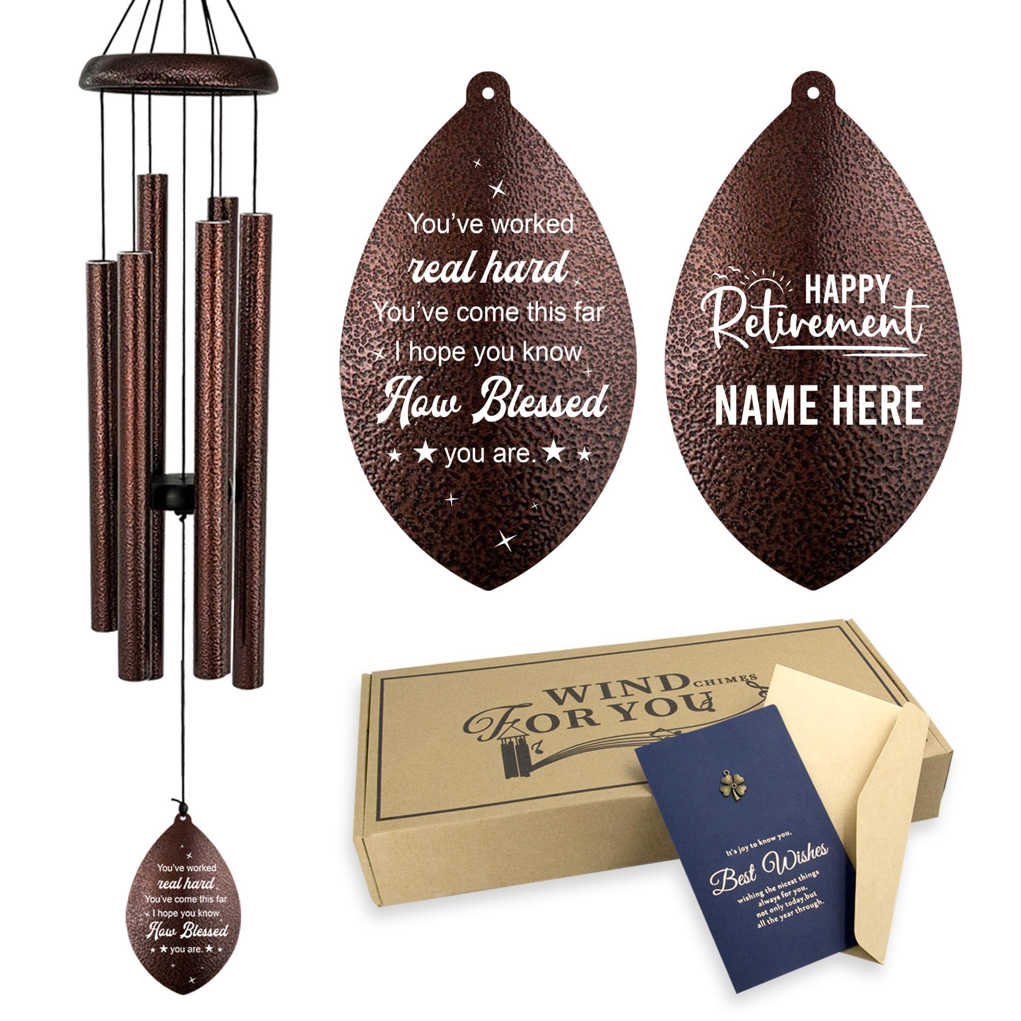 ASTARIN Personalized Happy Retirement Gifts, Custom Name Retirement Wind Chimes for Women Men, Wind Chime Retire Gifts for Co-Workers Boss Friends, Going Away Funny Farewell Gift