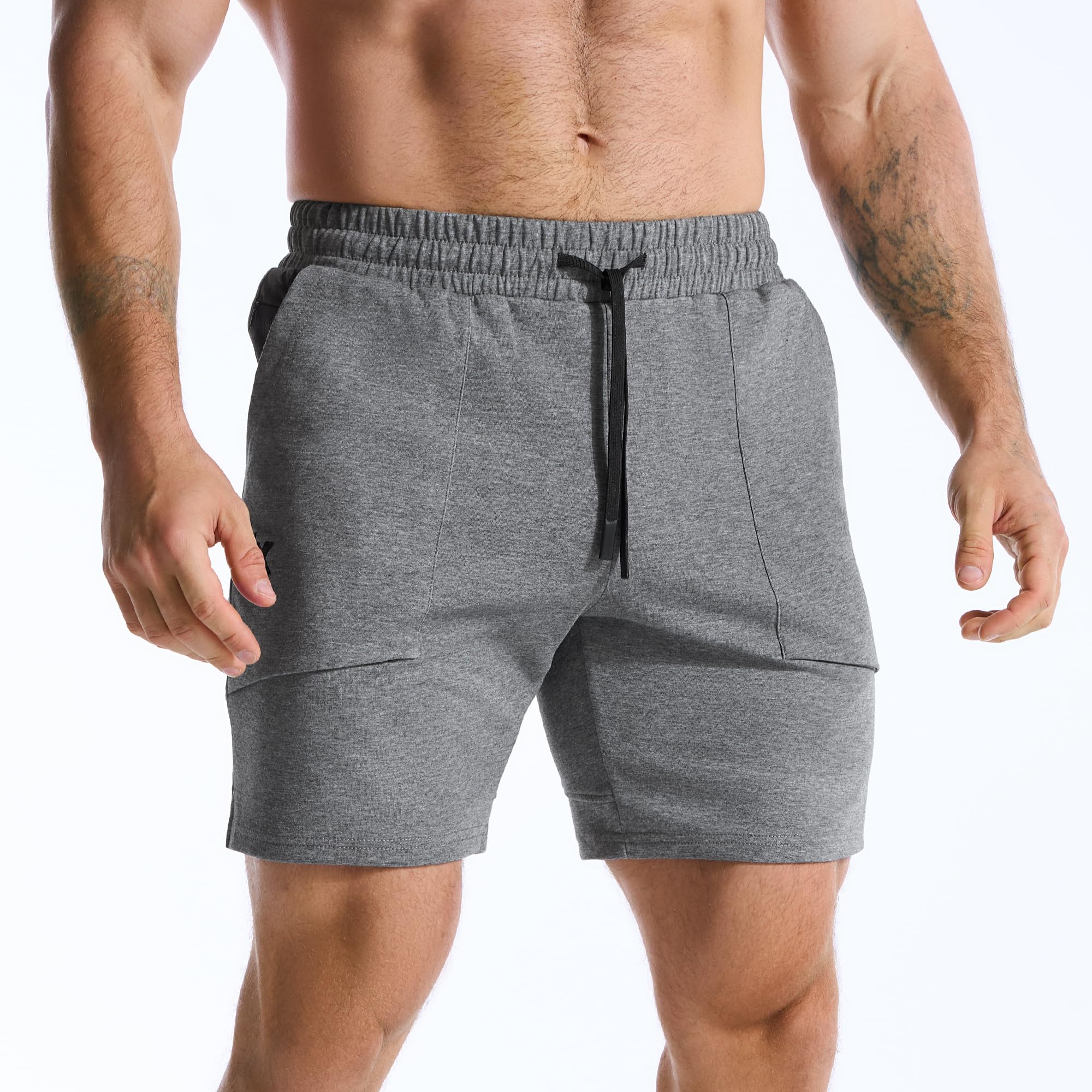 ZENWILL FlotaBols Pantalones Cortos Deporte Cremallera Hombre Pantalón Corto Gym Transpirable,Shorts Elástica Algodón Running — view 6