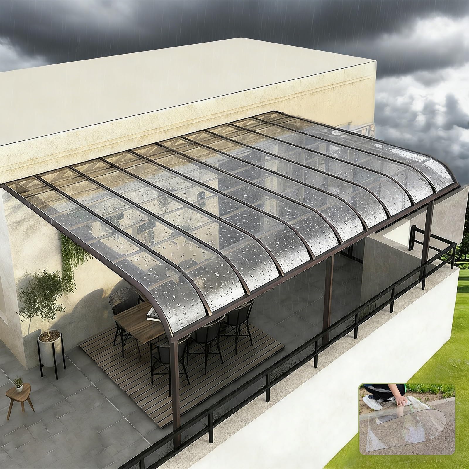 Paneles policarbonato Transparente para Exteriores, Paneles Techo plástico acrílico para jardín, recortables, bloquean Nieve, Lluvia, UV, reducen, Ruido, para cobertizos, cocheras.(Clear,60x100cm)