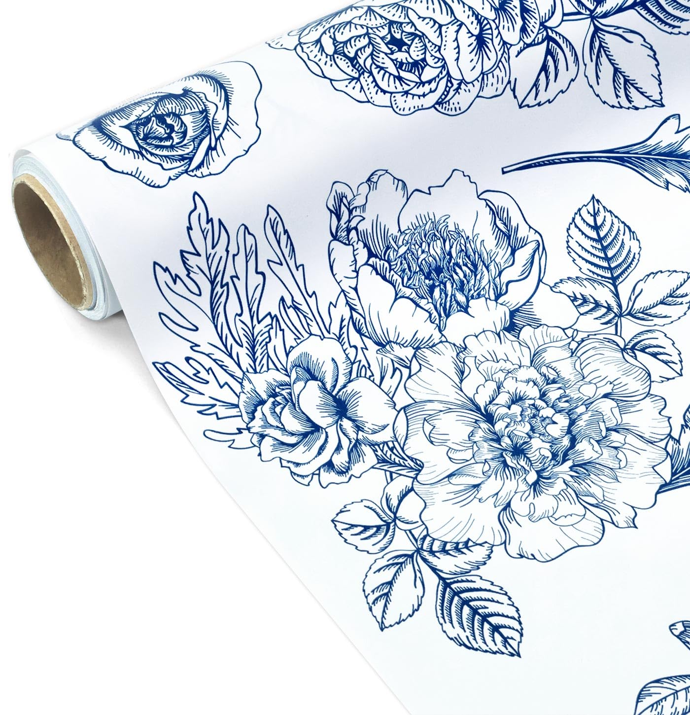 MUNILAIL Floral Wrapping Paper Roll 17 Inch x 33 Feet Blue White Flowers Gift Wrapping Paper for Birthday Wedding Baby Shower Holiday Party Wrapping Supplies — image 1