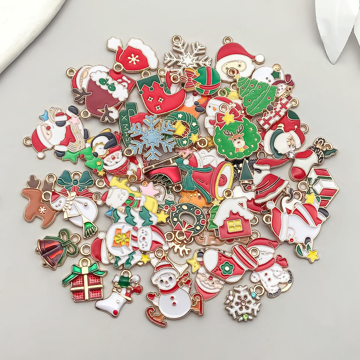 WOCRAFT 50pcs Enamel Bracelet Christmas Charms for Jewelry Making Crafts DIY Necklace Bracelet Keychain Crafting Charms Kit (SN936) - Image 2