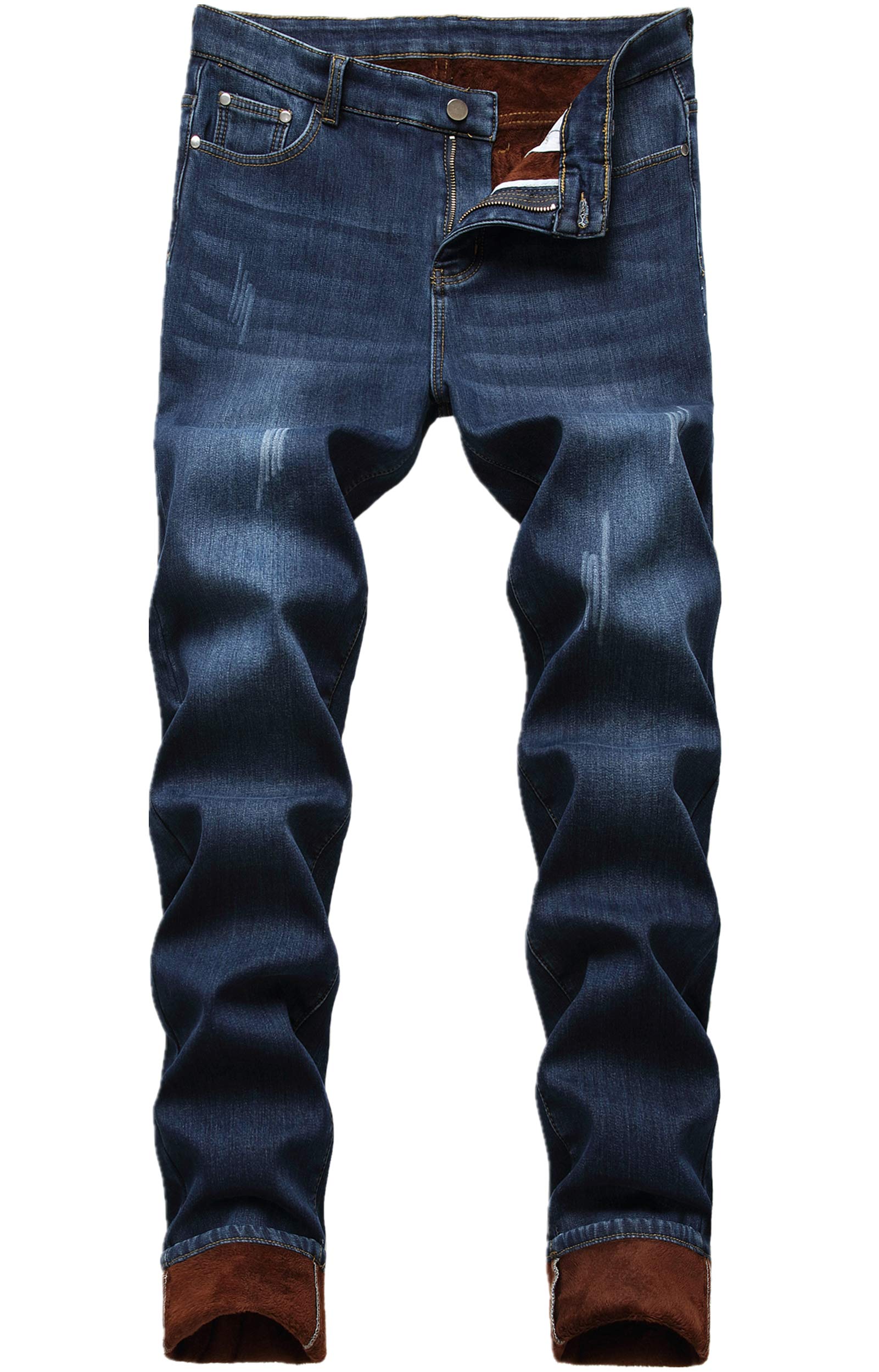 GUNLIRE Men's Thermal Fleece Lined Jeans Winter Slim Fit Thicken Stretch Warm Denim Pants