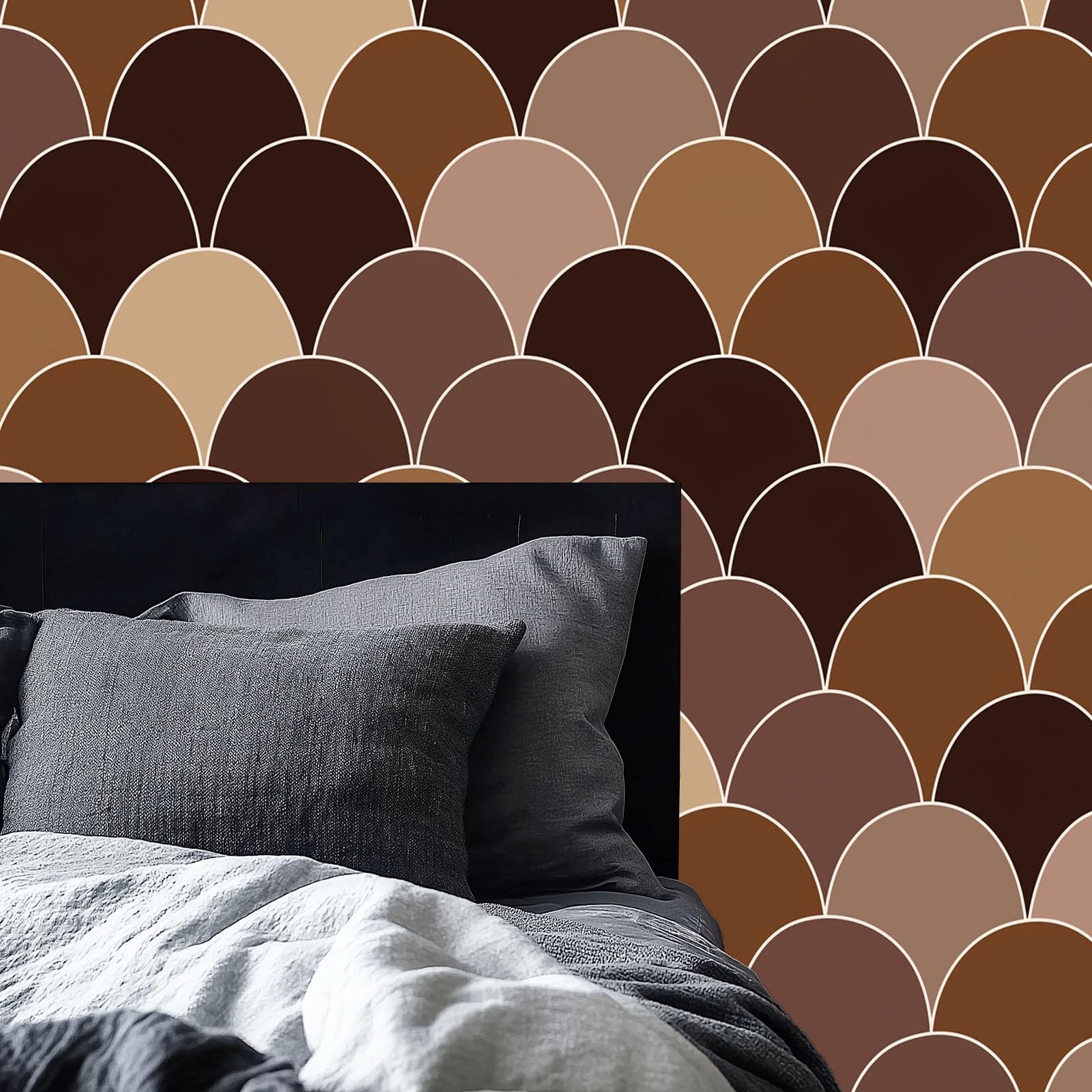 Fotomurales Retro simple geométrico Papel Tapiz Moderno 250 x 175 cm Papel pintado tejido no tejido coración Pared corativos Sala Living Oficina Dormitorio Marrón Beige