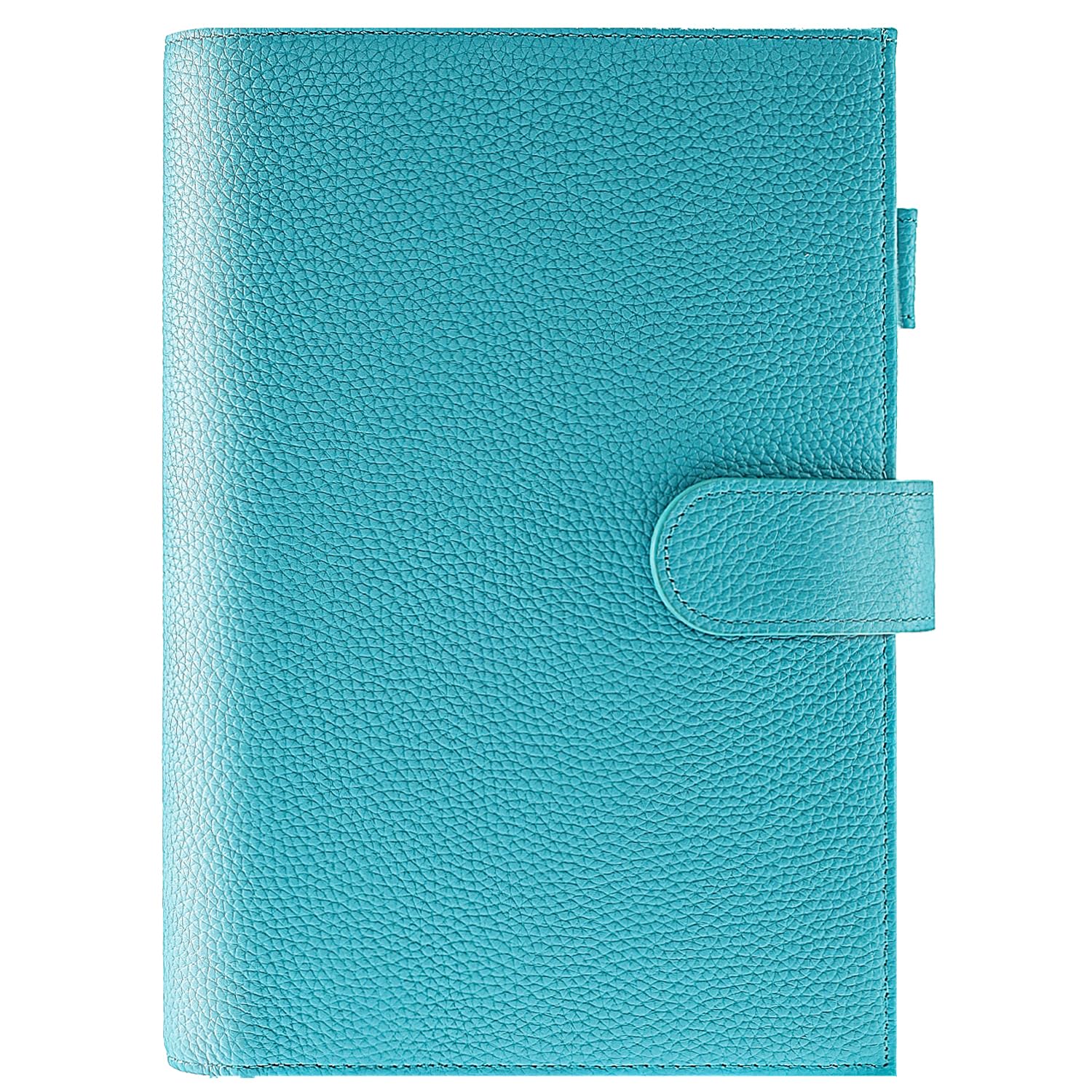 Ox Knight A5 Leather Planner Cover for Hobonichi Cousin, Stalogy, Midori, Leuchtturm1917, and More - with Pen Loop, Card Slots, Back Pocket, and Bookmarks (Light Blue)