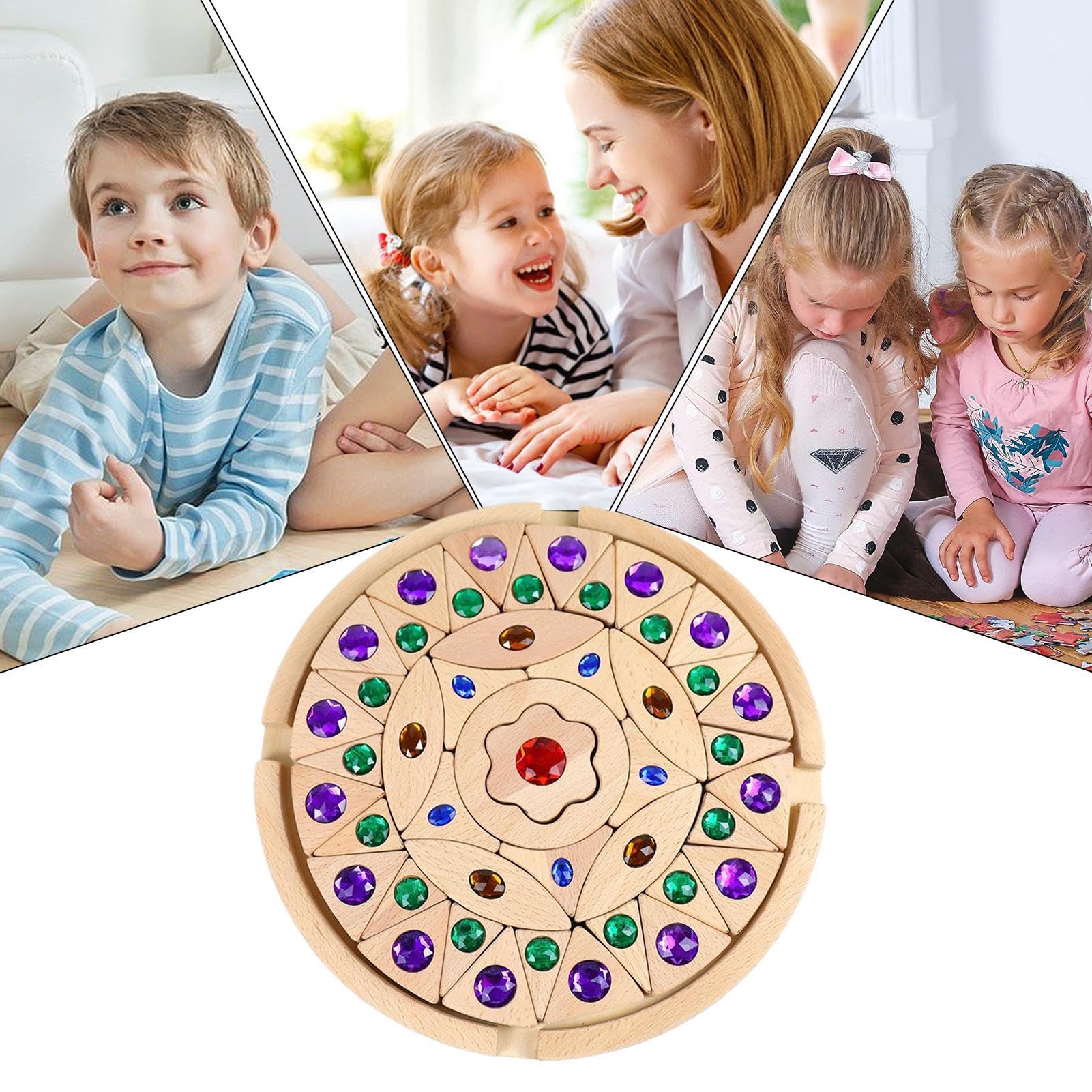 Genérico Bloques cúbicos de Gemas De Madera Brillantes Educativos Creativos | Bloques Aprendizaje Temprano Para Juego Didáctico Creativo, Fomenta La Creatividad, Juguetes Apilables Sensoriales Para