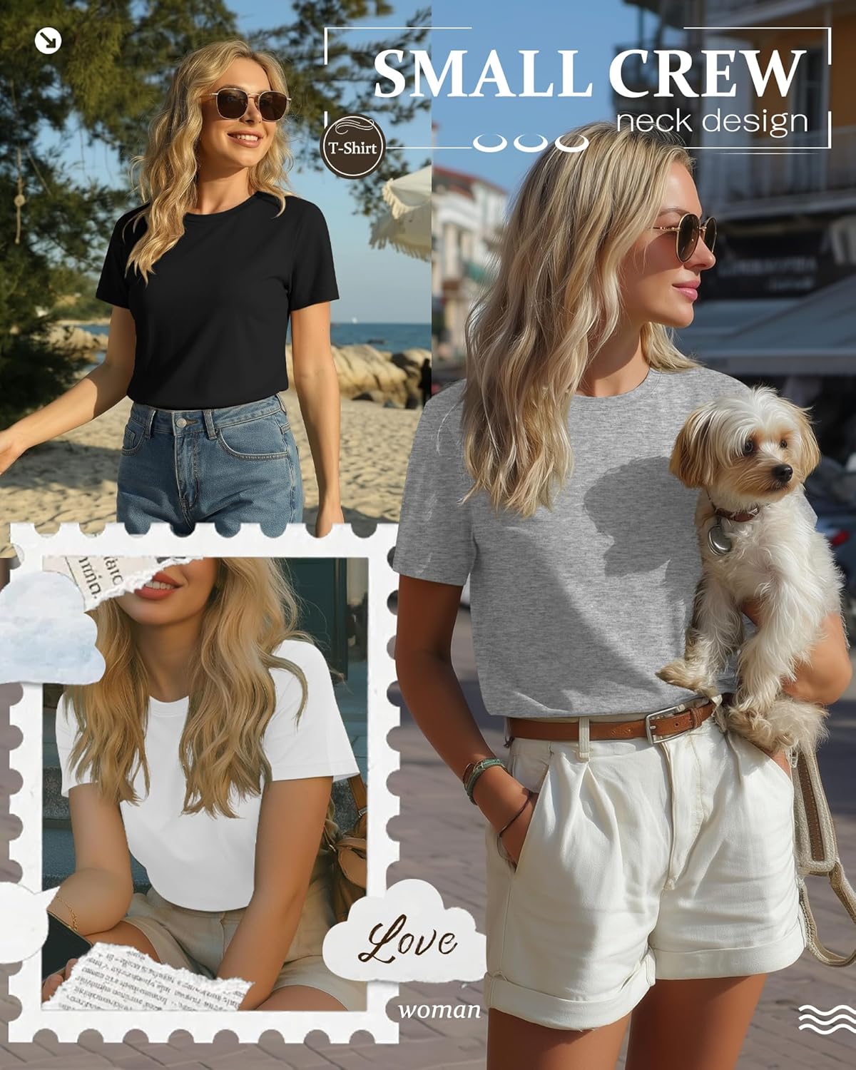 Neer 4 Pack Women's Crew Neck T Shirts Summer Short Sleeve Casual Basic Tops Loose Fit Flat Hem Tees - Image 5