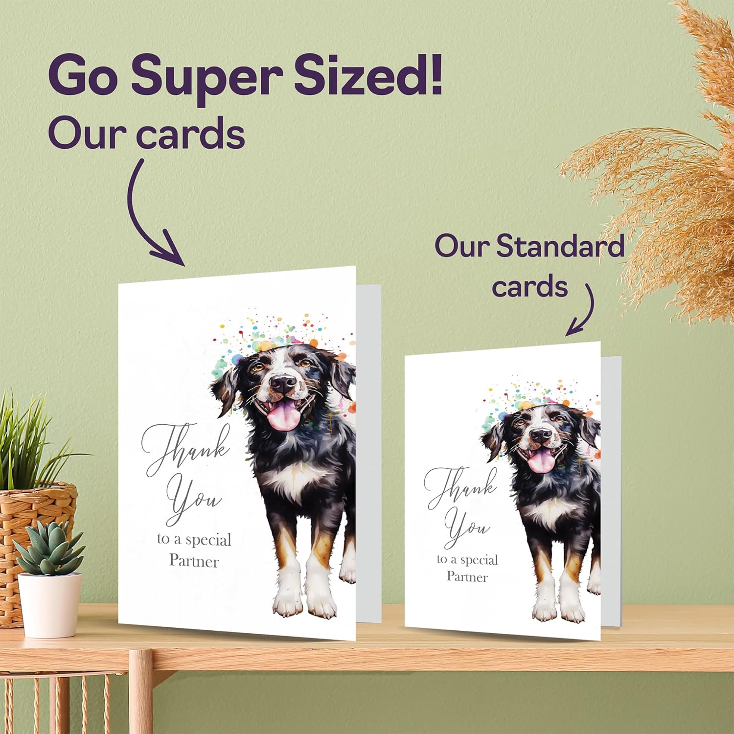 Thank You Cards for Partner - Party Dog - Thankyou Cards for Partner from Companion Life Partner, Heartfelt Appreciation Card 5x7 Inch Thank You So Much Greeting Cards