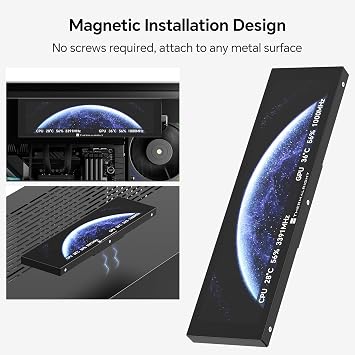 Thermalright Trofeo Vision LCD AIO PC Bilgisayar Monitörü 9,25 inç, oyun/soğutma PC kasası için ön ayarlı temalar ile donatılmış, donanımın gerçek zamanlı izlenmesi için USB Tip C görüntüleme