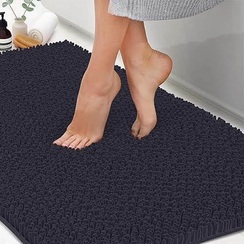 Miniatura 17 de Tapetes de baño de felpilla de 22 x 14 pulgadas, tapetes de baño absorbentes de felpa de secado rápido, suaves y lavables a máquina, alfombras