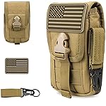WYNEX Tactical Phone Pouch Molle,Smartphone Holster Bag EDC Utility Cellphone Lock Card Holder Organizer Fit for Waist Belt Case Include Tactical Gear Clip and U.S.A Patch