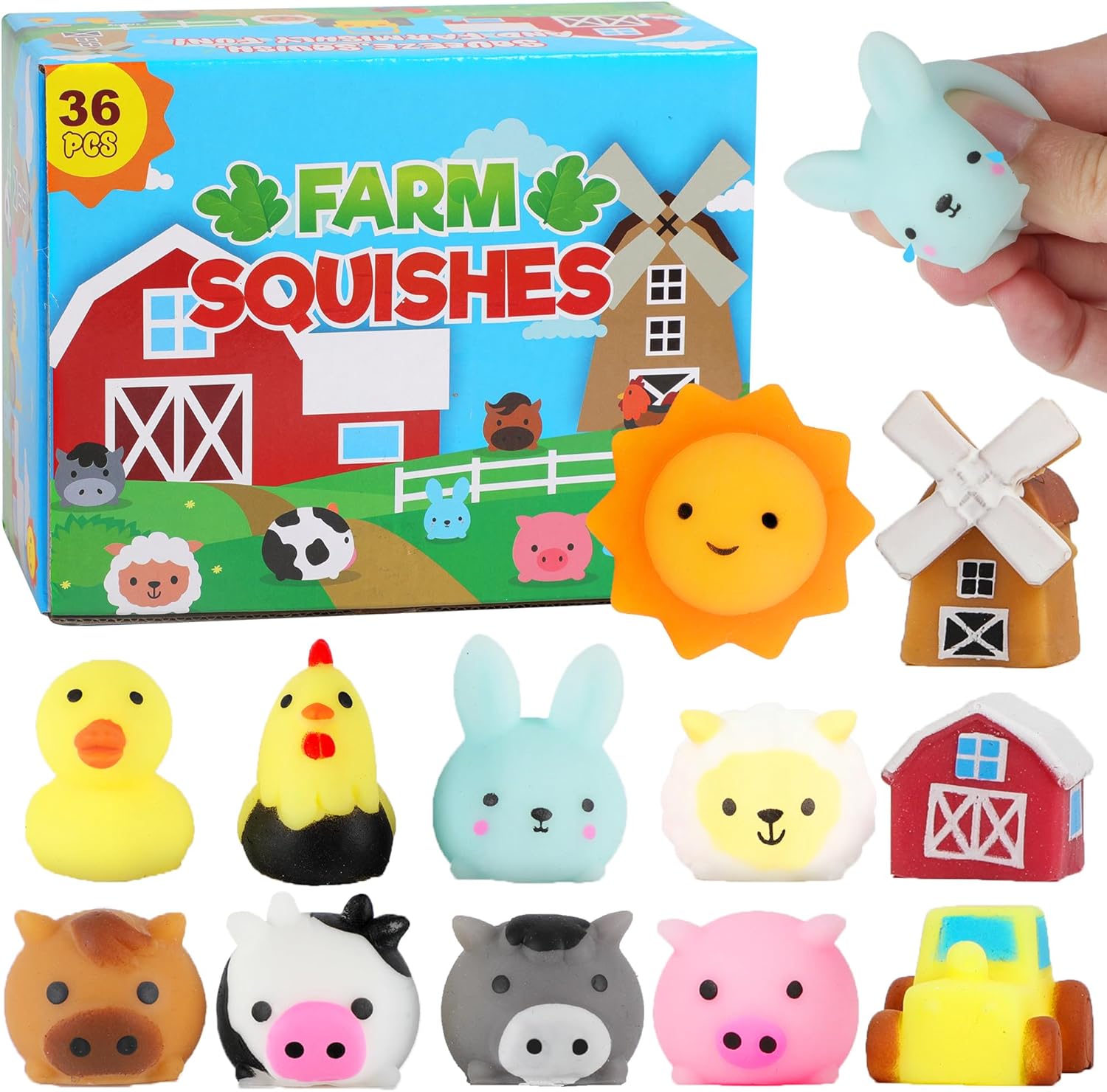 36 PCS Farm Animals Mochi Squishy Toys Stress Squishy Toys