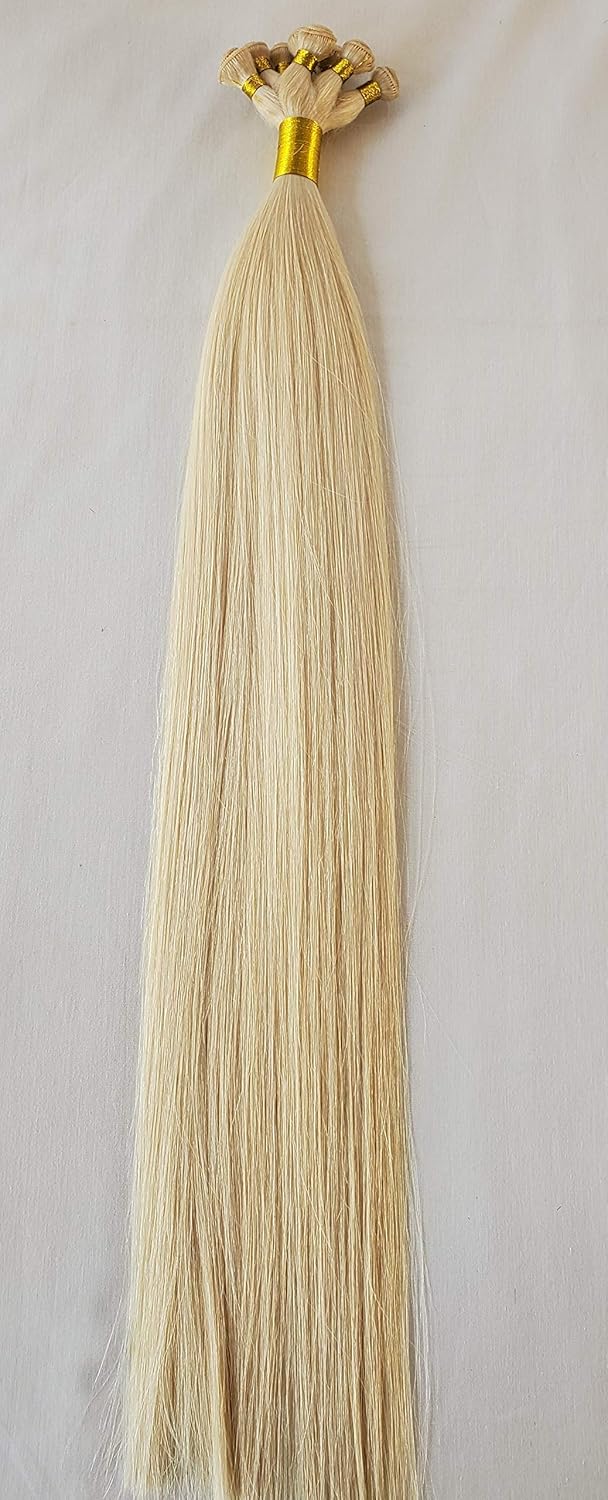 Hair Faux You 20" Hand-Tied Weft Hair, 8 Bundles, 100 grams, Soft Silky Straight,100% Human Remy Weft Hair Extensions #60 White Blonde