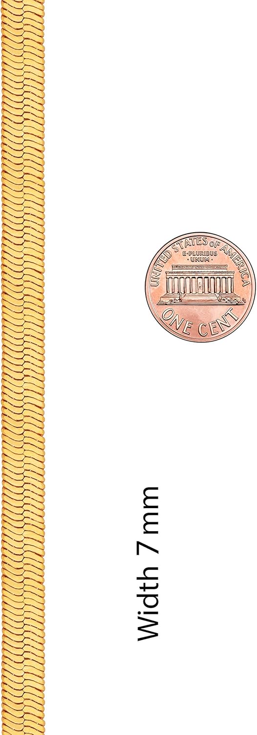 LIFETIME JEWELRY 7mm Flexible Herringbone Chain Necklace 24k Real Gold Plated - Image 9