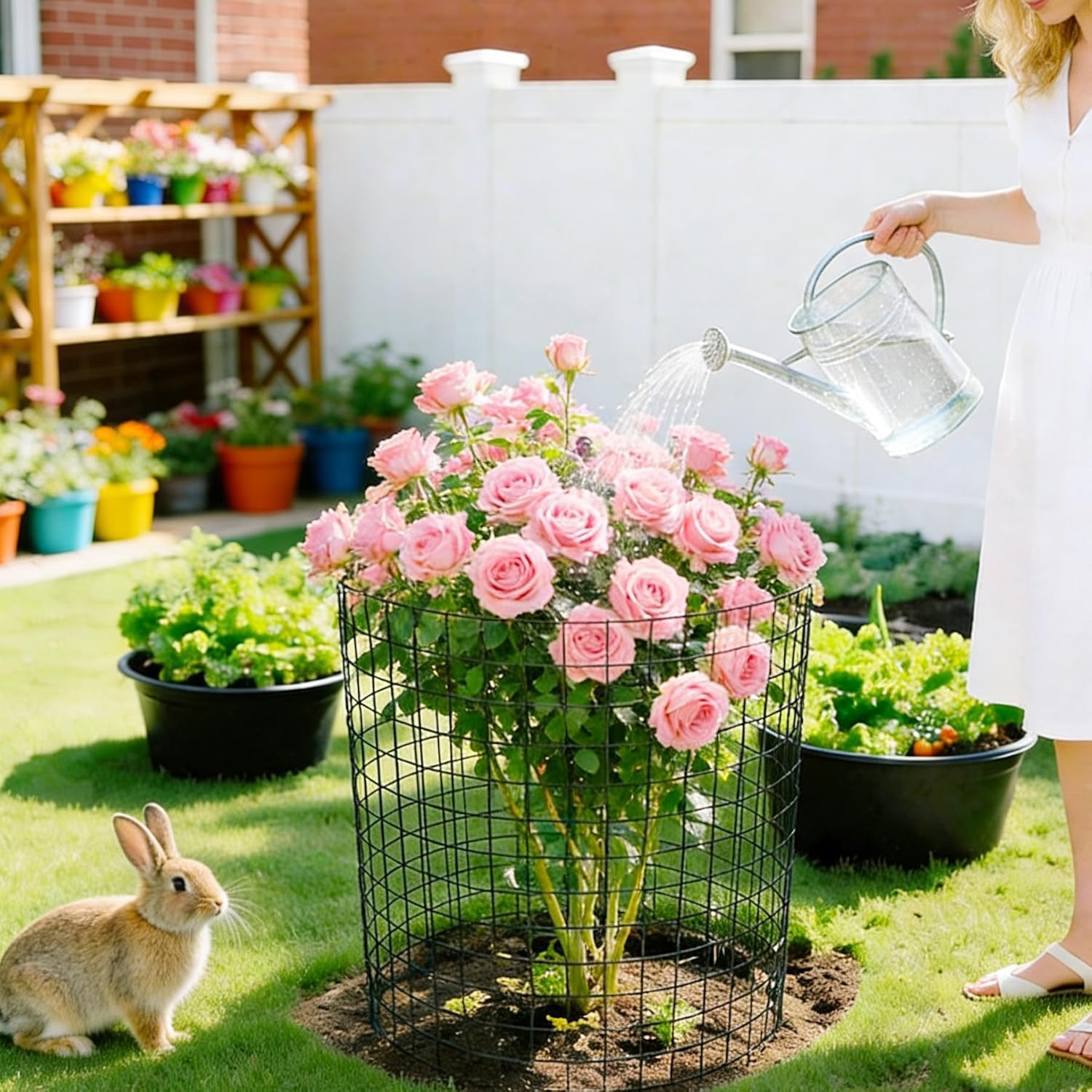 Nexum 30Pcs Plant Protectors from Animals – 16" x 12" Metal Tree Trunk Guards, Garden Plant Cloches & Expandable Plant Cages to Protect from Deer, Rabbits & Lawn Mowers